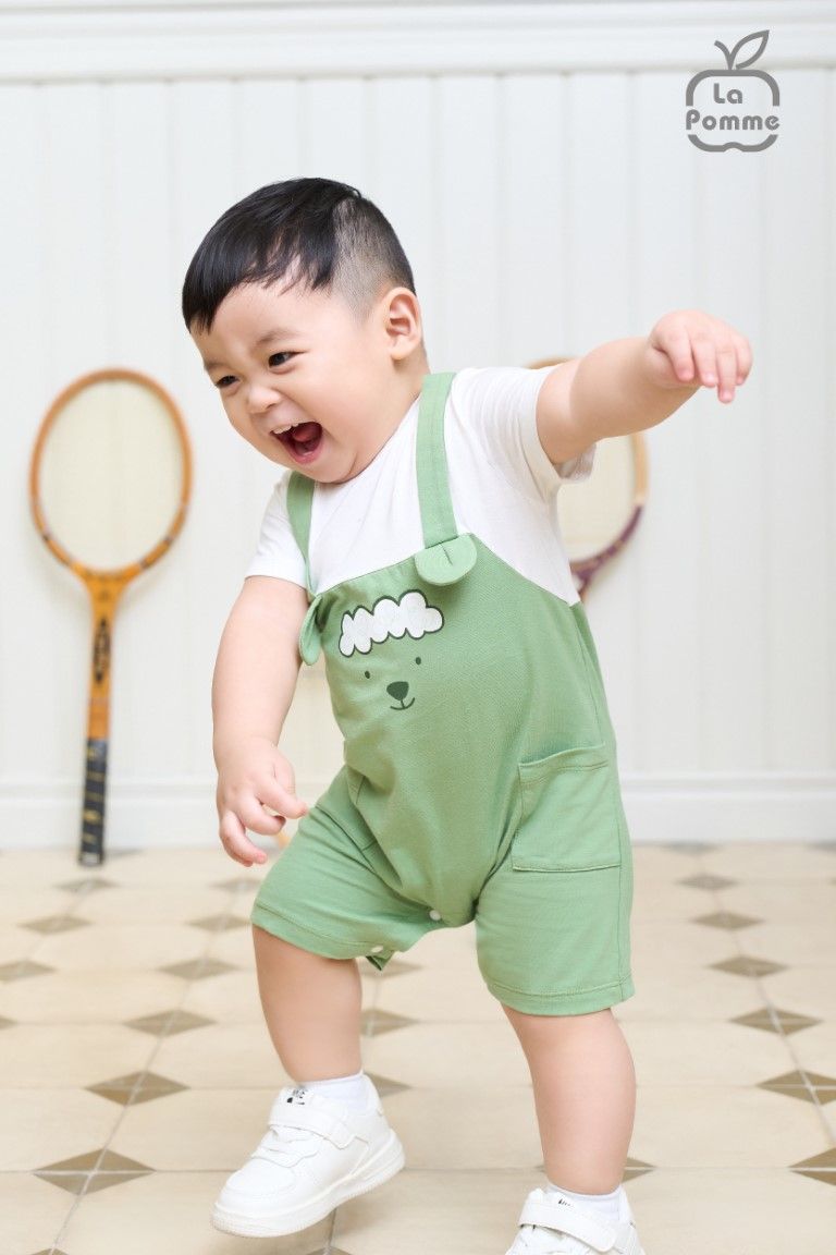 Bộ yếm liền cộc tay La Pomme tai rời đáng yêu