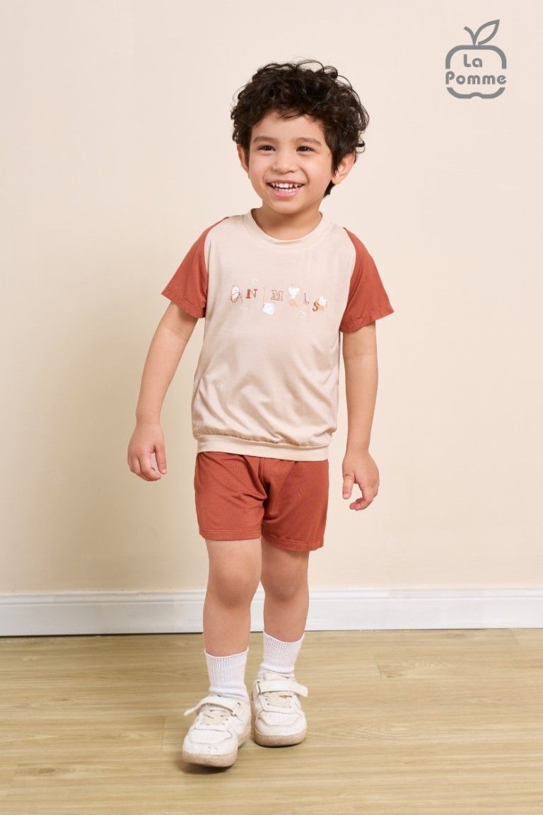 Bộ cộc tay La Pomme raglan sắc màu
