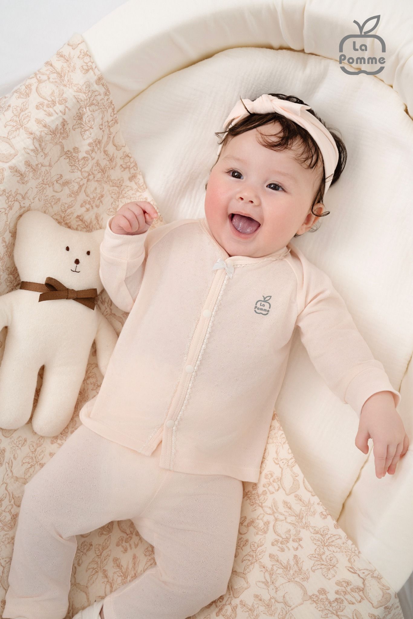 Set Dài tay La Pomme cúc thẳng sticker