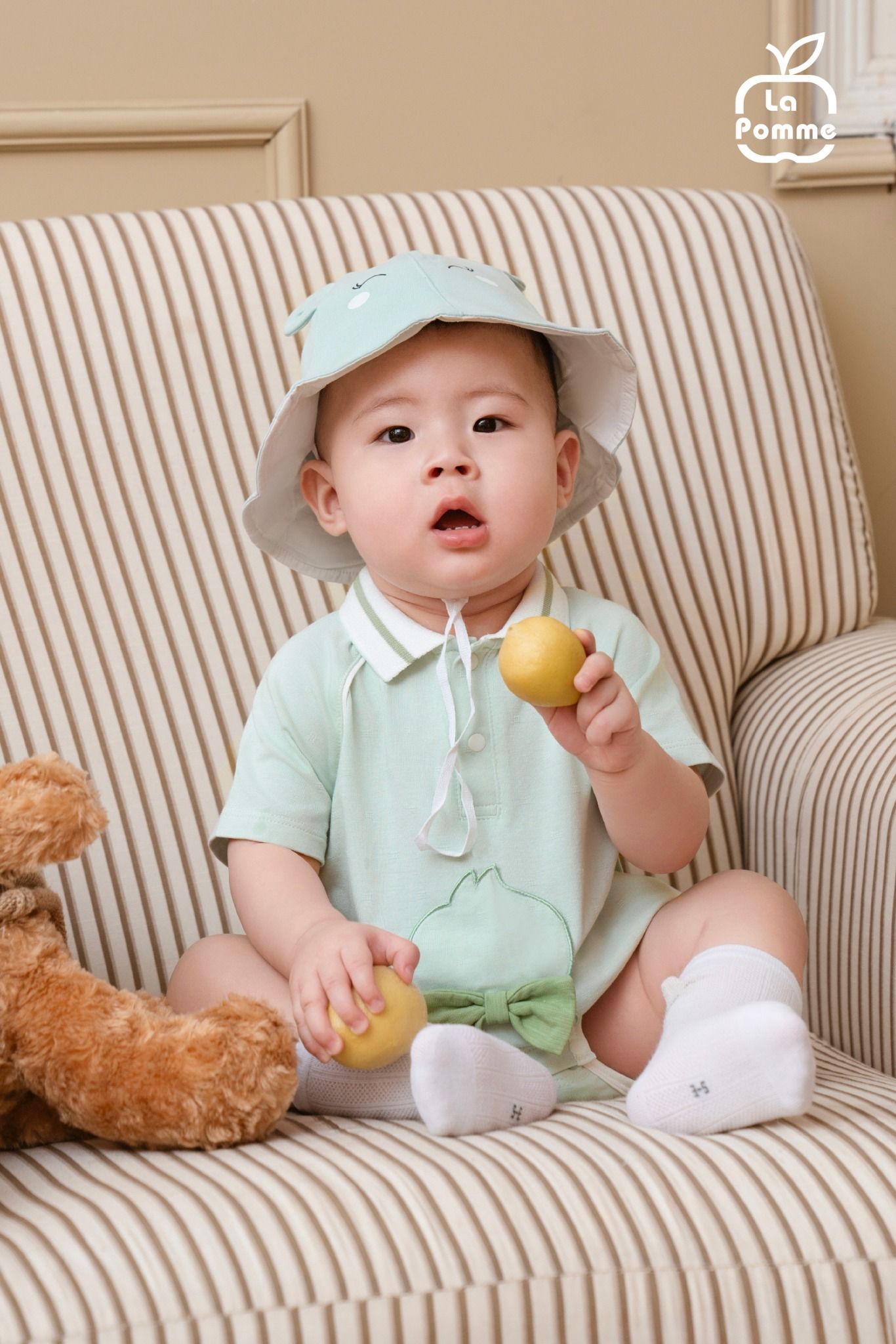 Body cộc tay La Pomme Thỏ nơ dễ thương