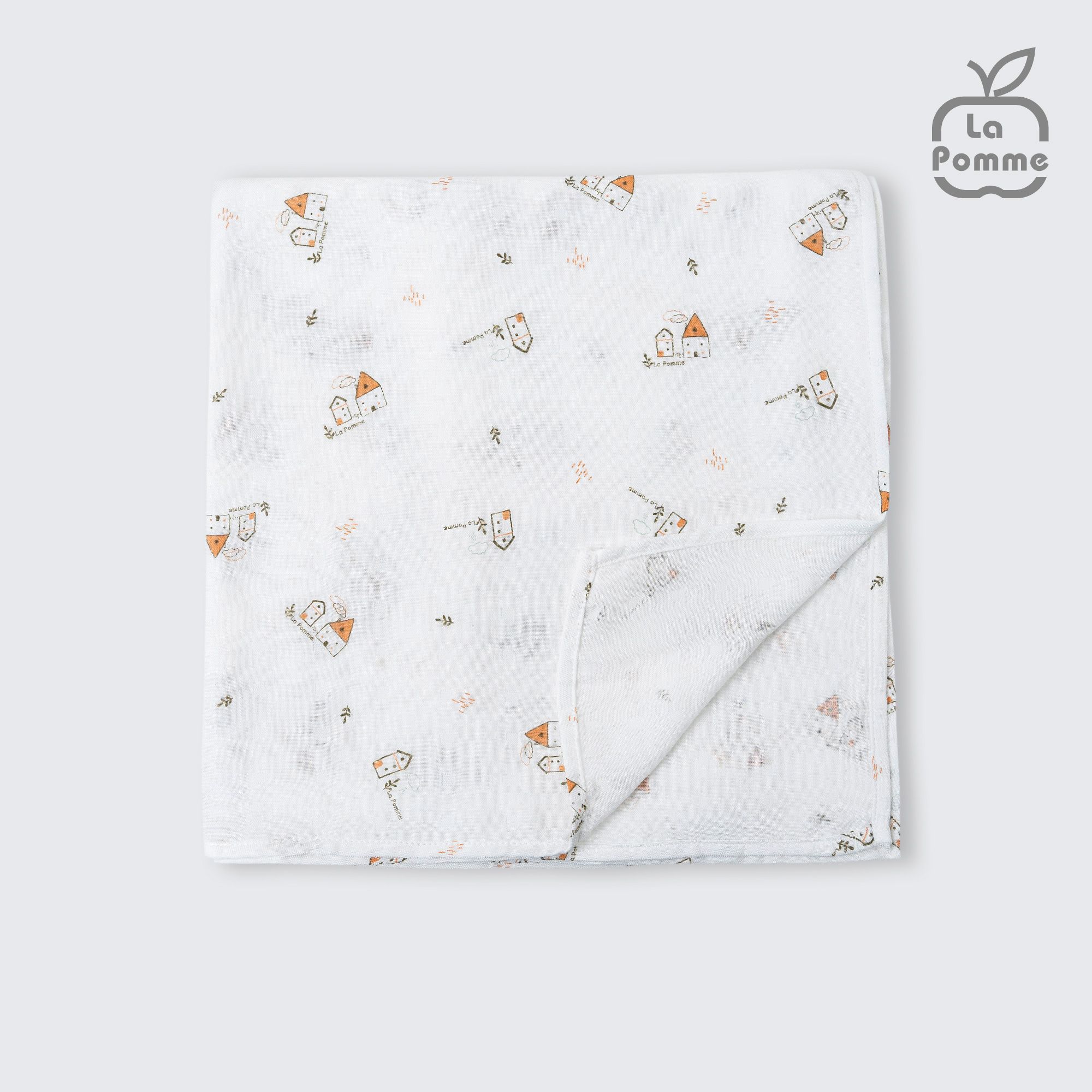 Khăn đa năng sợi tre lụa (120x120cm) - Trắng (Ngôi làng)