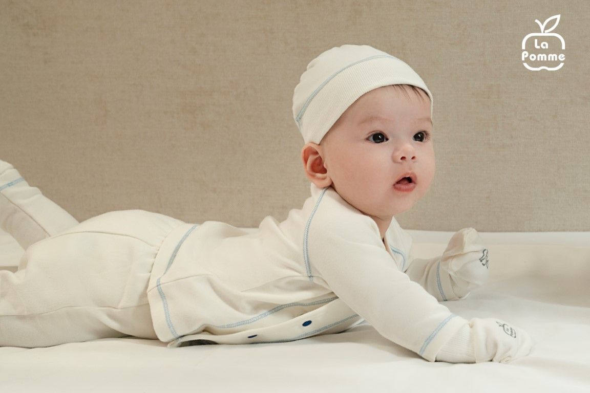 Bộ dài tay La Pomme cúc lệch phối màu