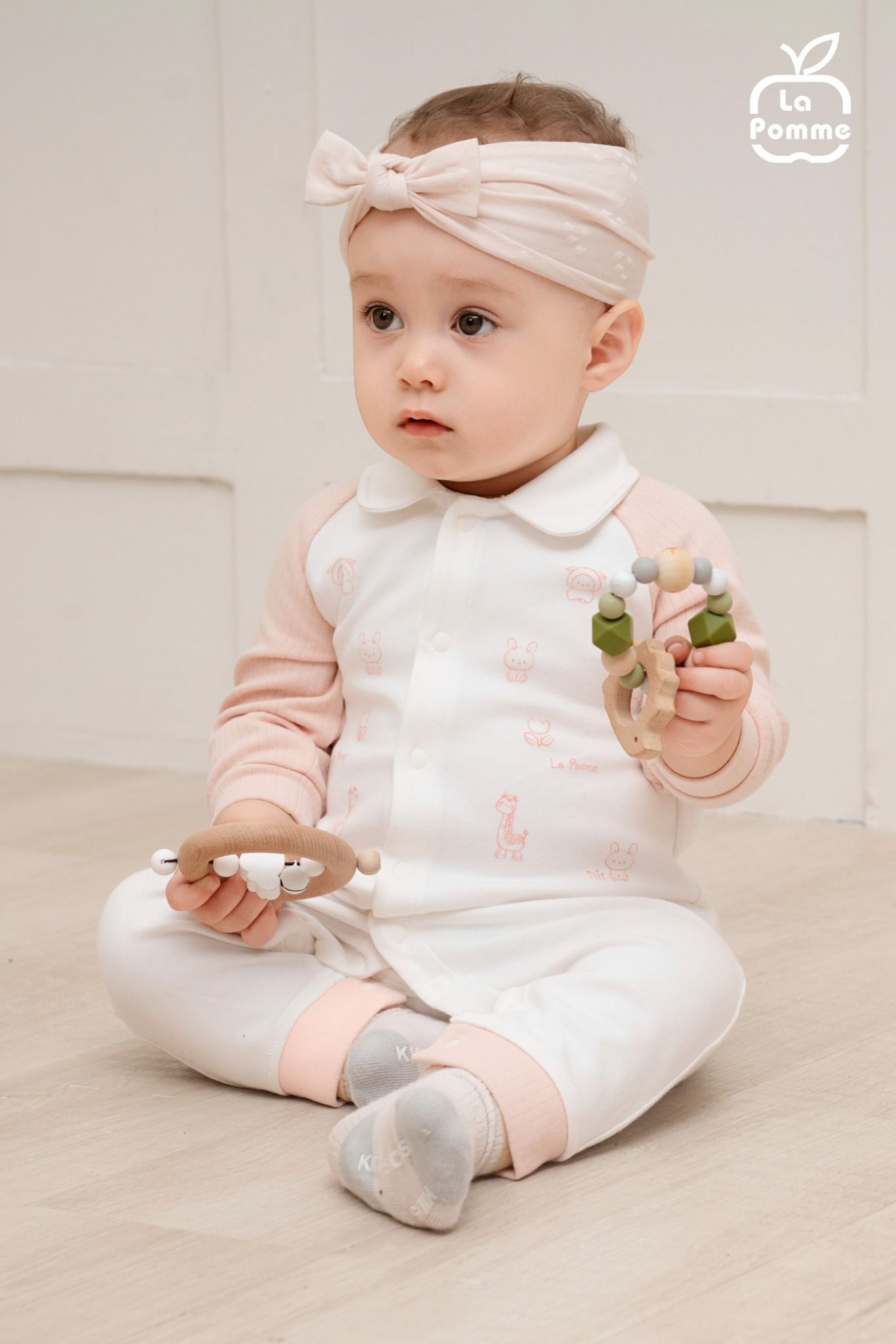 Body dài tay La Pomme cổ đức phối màu