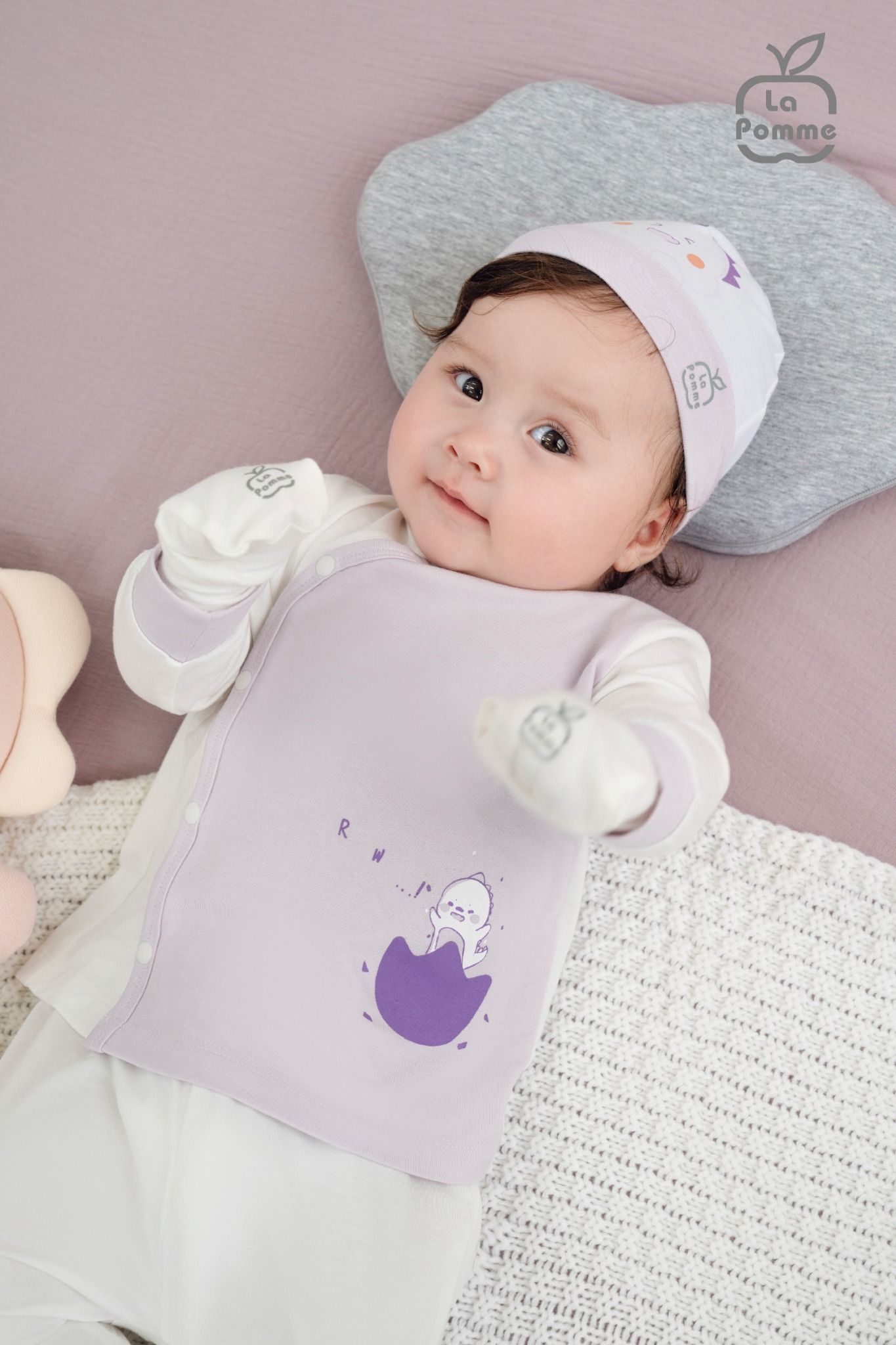 Mũ sơ sinh La Pomme hoạ tiết đáng yêu