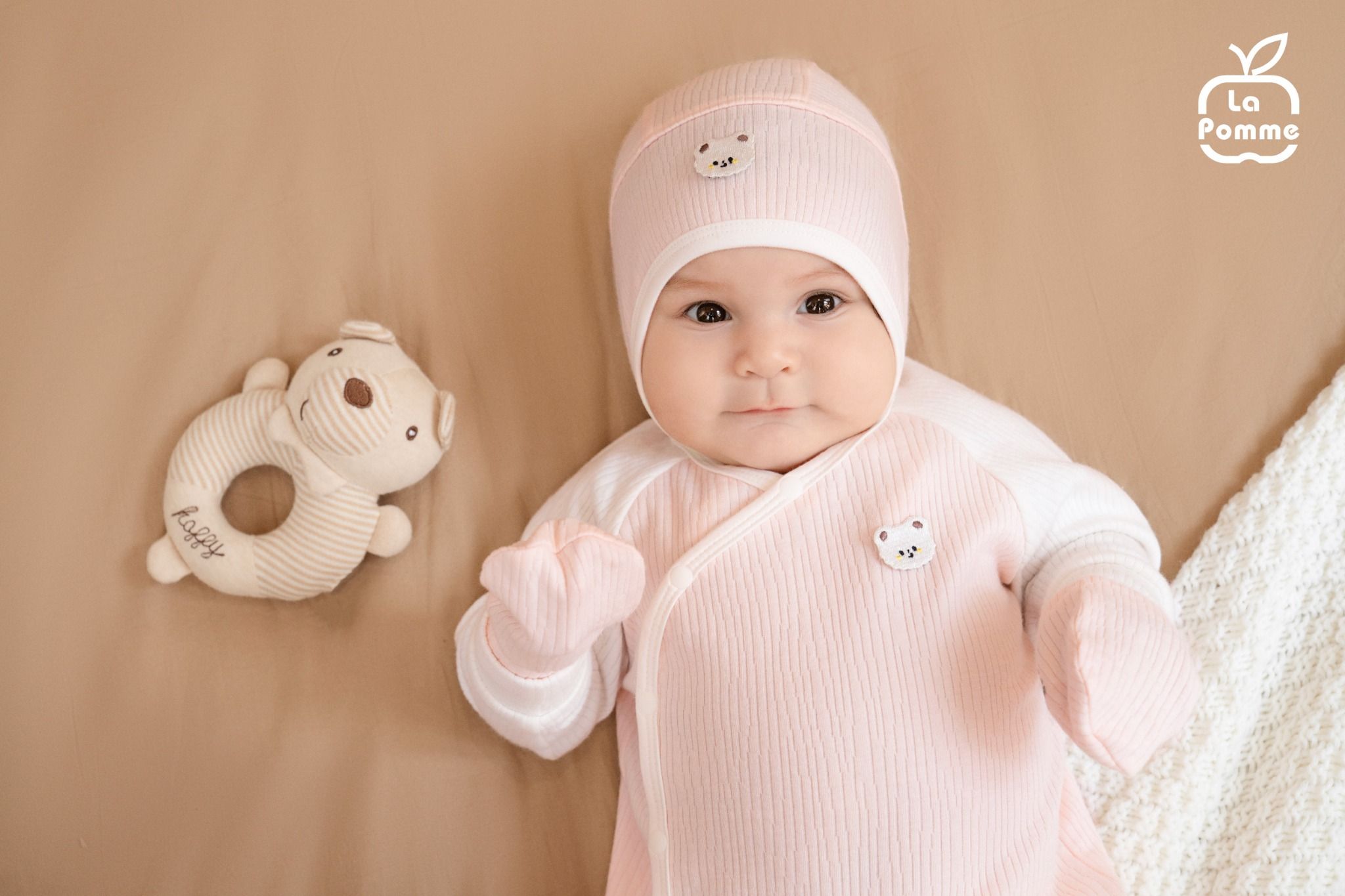 Bộ dài tay cúc lệch La Pomme dệt vân chìm