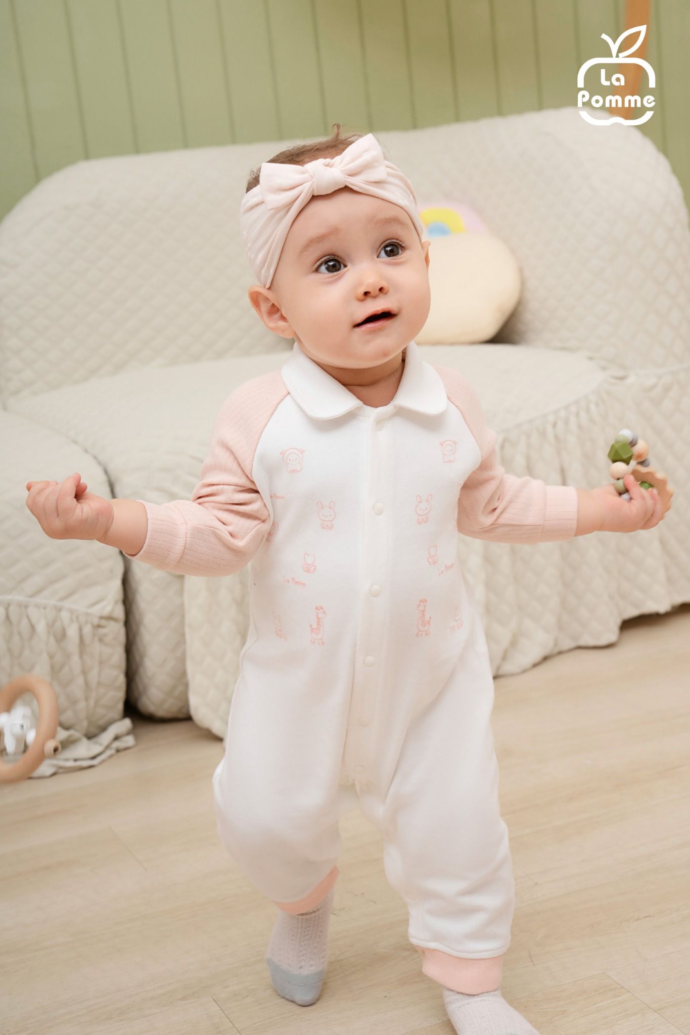Body dài tay La Pomme cổ đức phối màu
