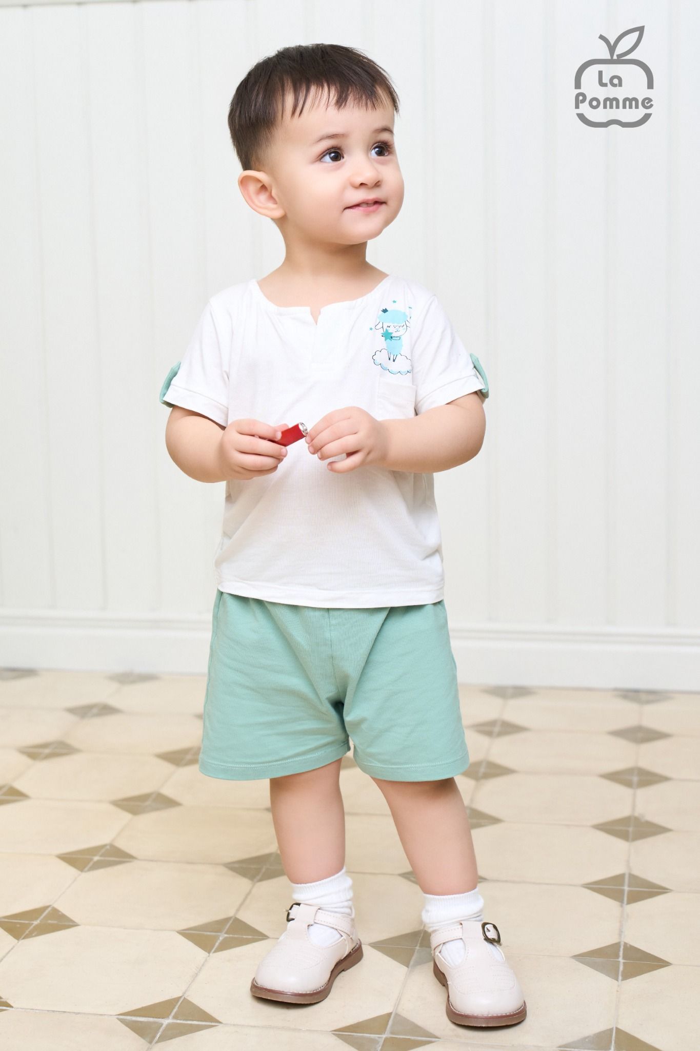 Bộ cộc tay La Pomme hoạ tiết gập gấu năng động