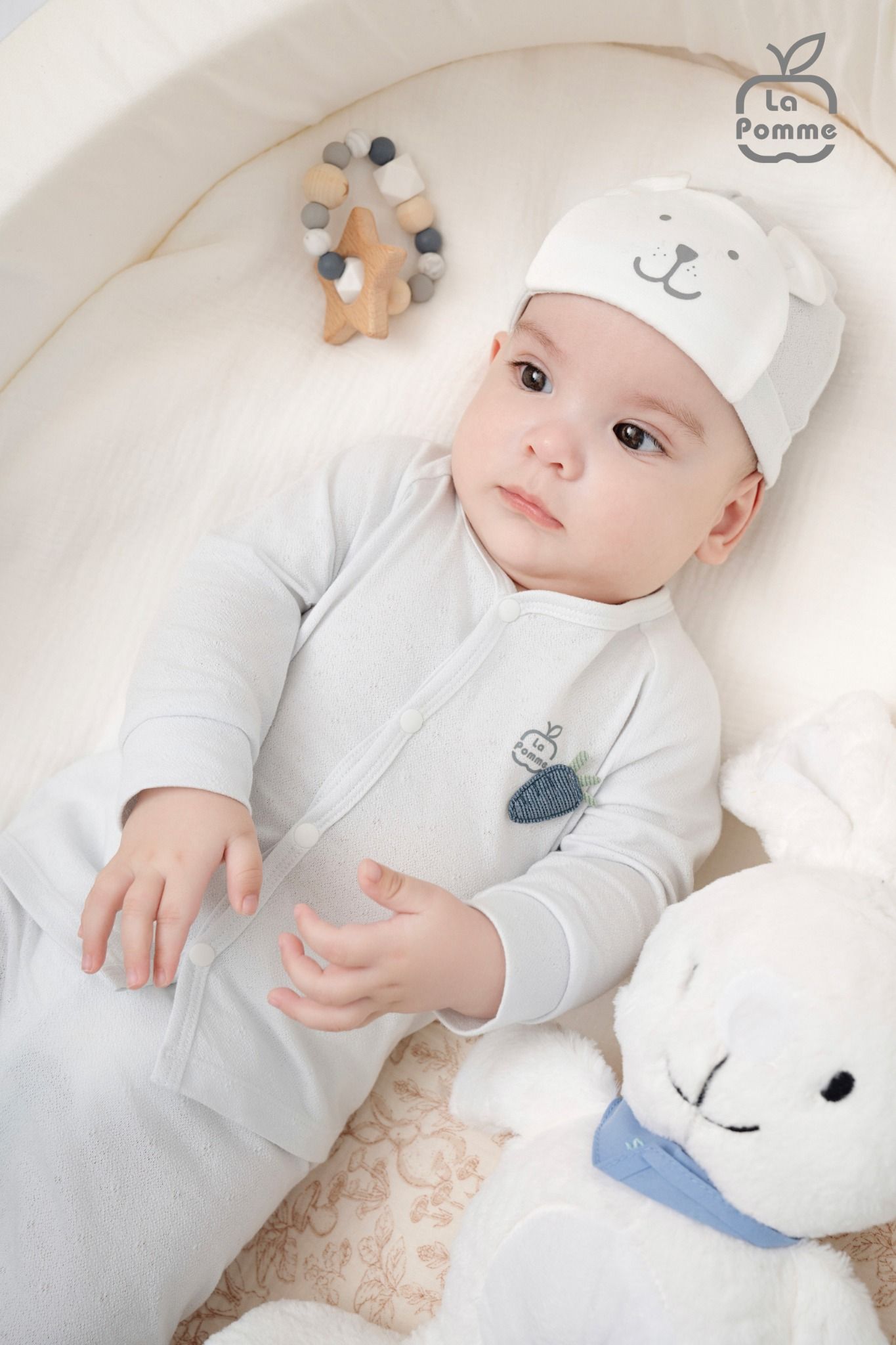 Set Dài tay La Pomme cúc thẳng sticker