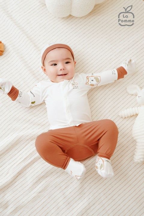 Bộ dài tay La Pomme cúc giữa lovely baby - Xanh