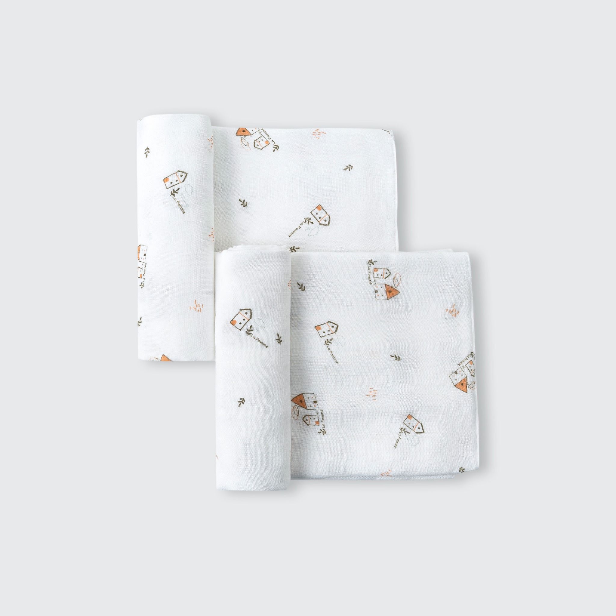 Set 2 Khăn đa năng sợi tre lụa La Pomme (75x75cm) - Trắng (Ngôi làng)