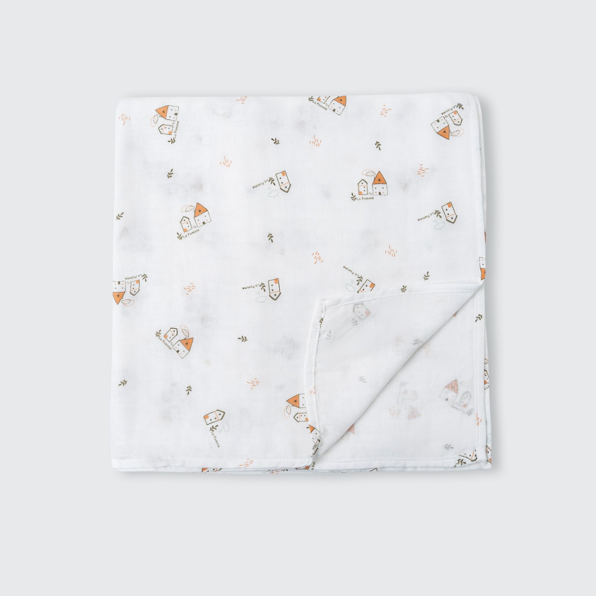 Khăn đa năng sợi tre lụa (120x120cm) - Trắng (Ngôi làng)