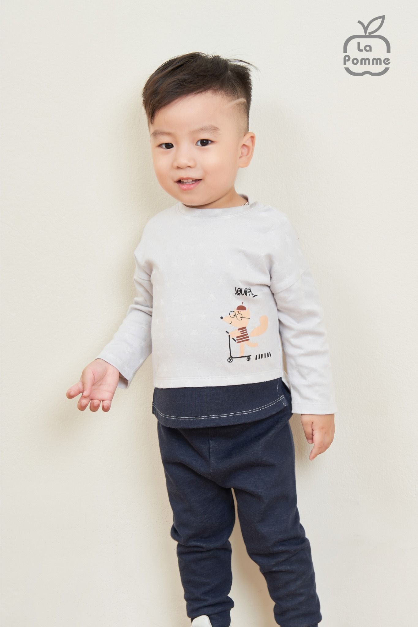 Bộ dài tay La Pomme Scooter & Squirrel - Xanh