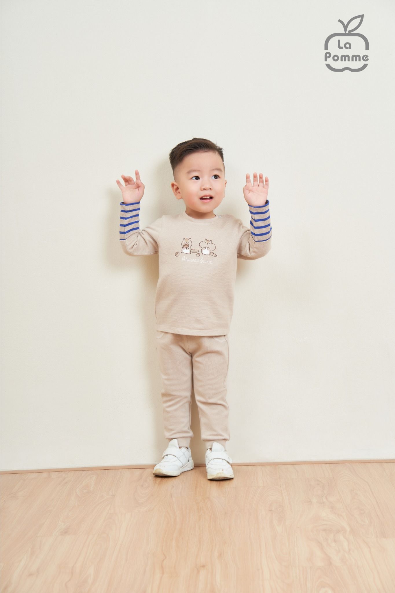 Bộ dài tay La Pomme Chubby Friends - Nâu