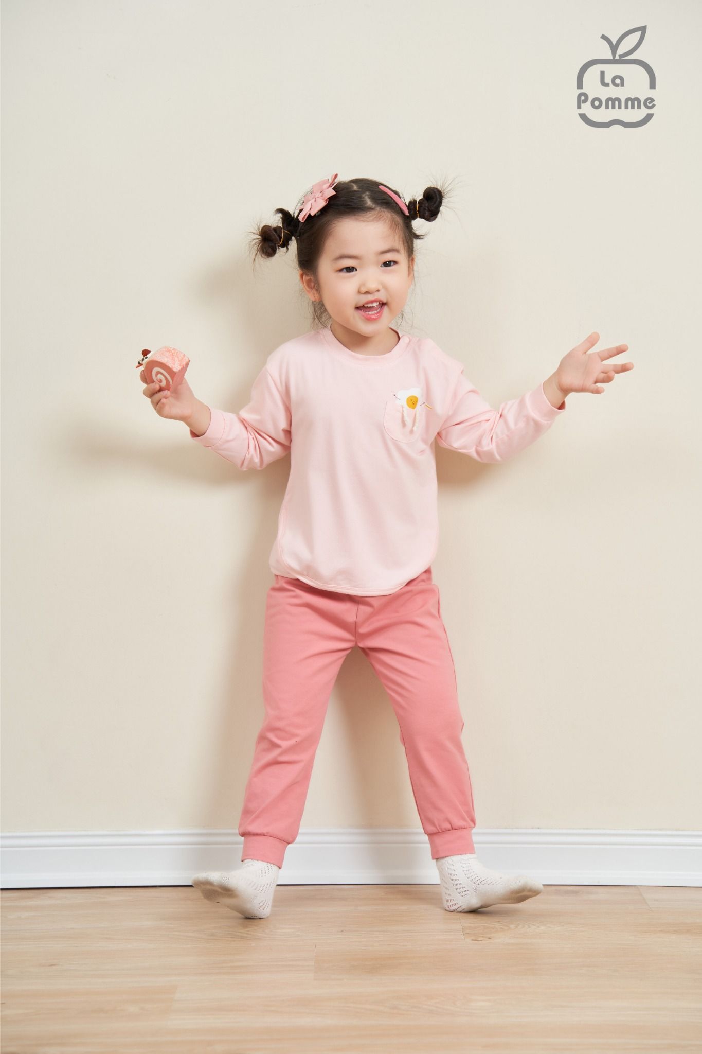 Bộ dài tay La Pomme Smiling Egg - Hồng