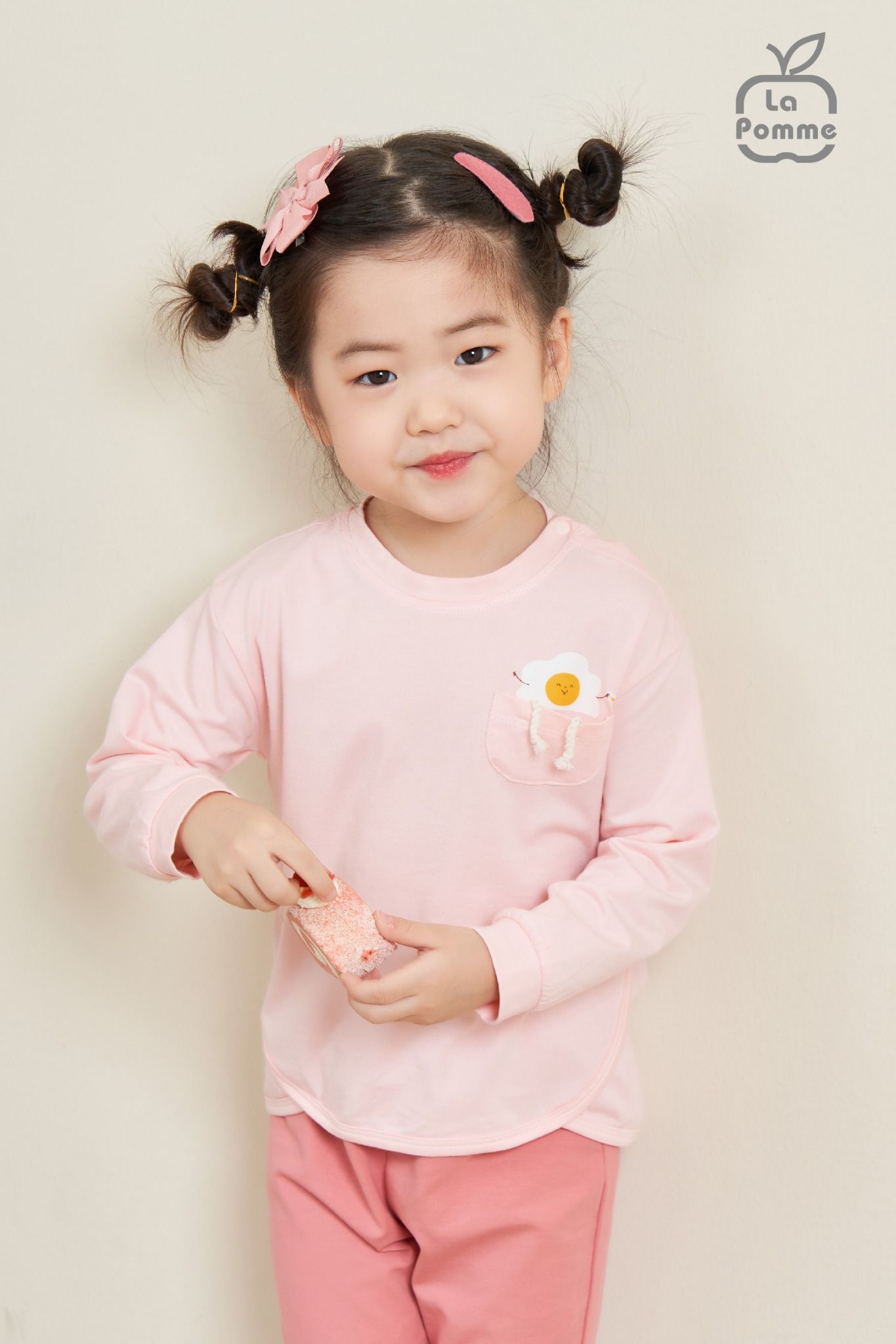 Bộ dài tay La Pomme Smiling Egg - Hồng