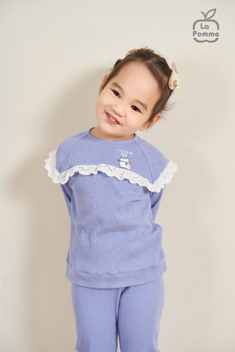 Bộ dài tay La Pomme Mèo Billy quàng khăn