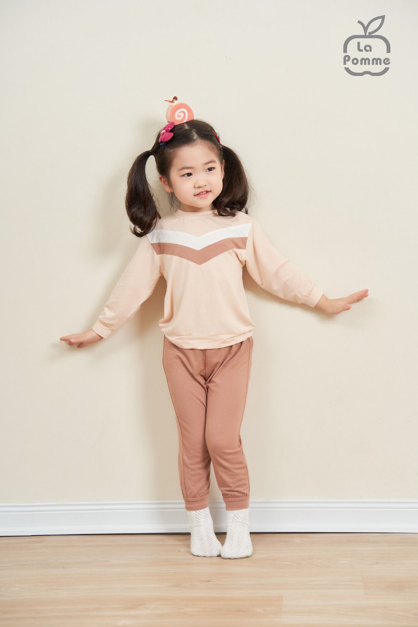 Bộ dài tay La Pomme phối sọc - Trắng