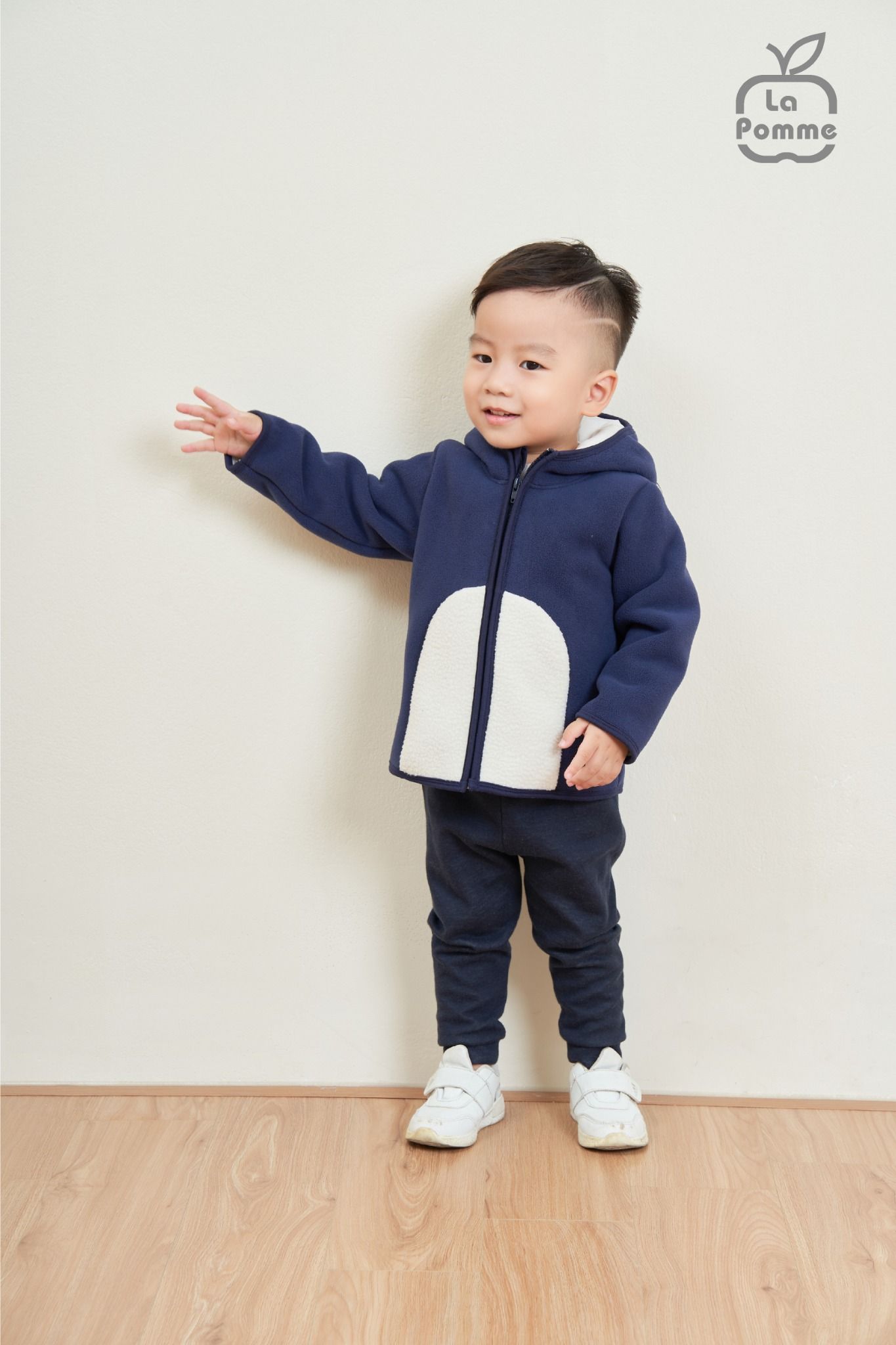 Áo Khoác Fur La Pomme phối màu tai gấu - Tím than