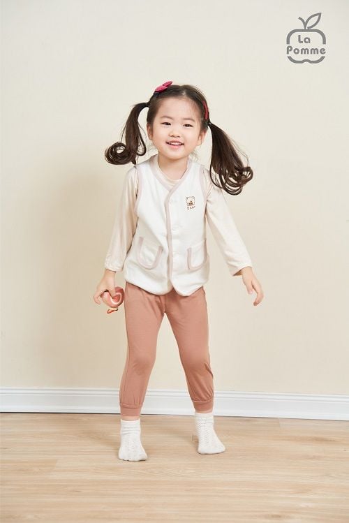 Áo Gile La Pomme viền màu túi đôi - Trắng