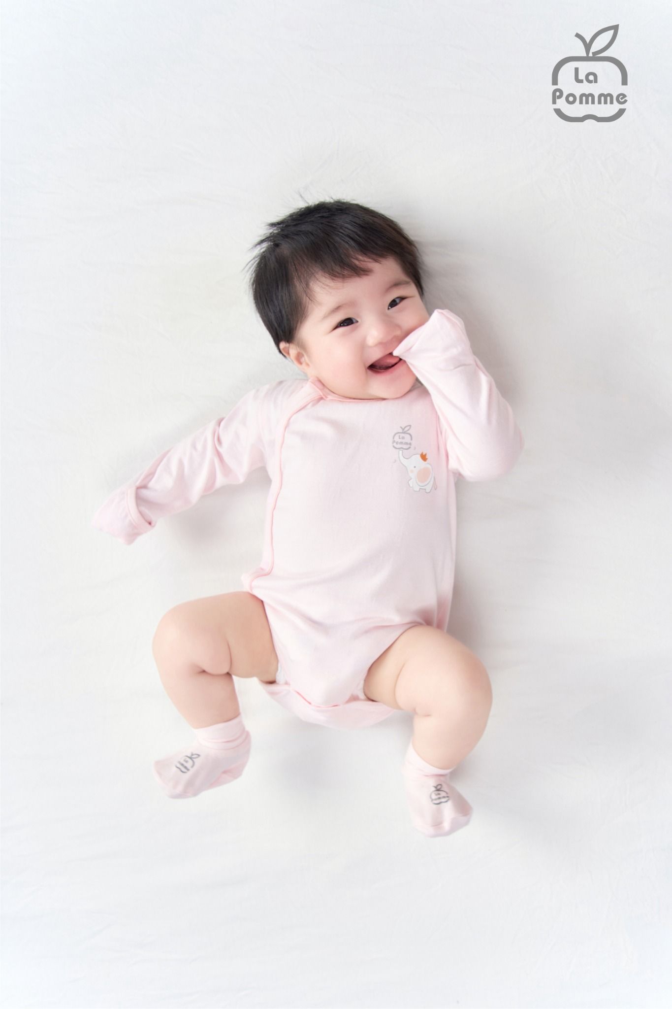 Body chip dài tay La Pomme cúc lệch chú voi Dumbo - Xanh