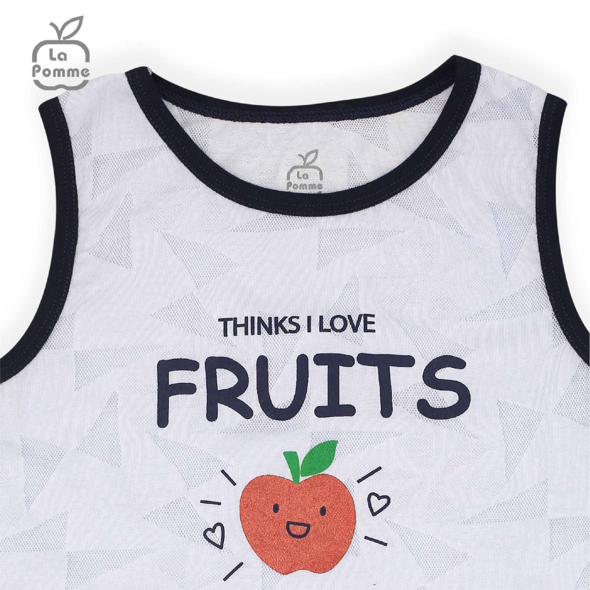 AS002 Bộ ba lỗ La Pomme trái táo đỏ - Xanh kẻ