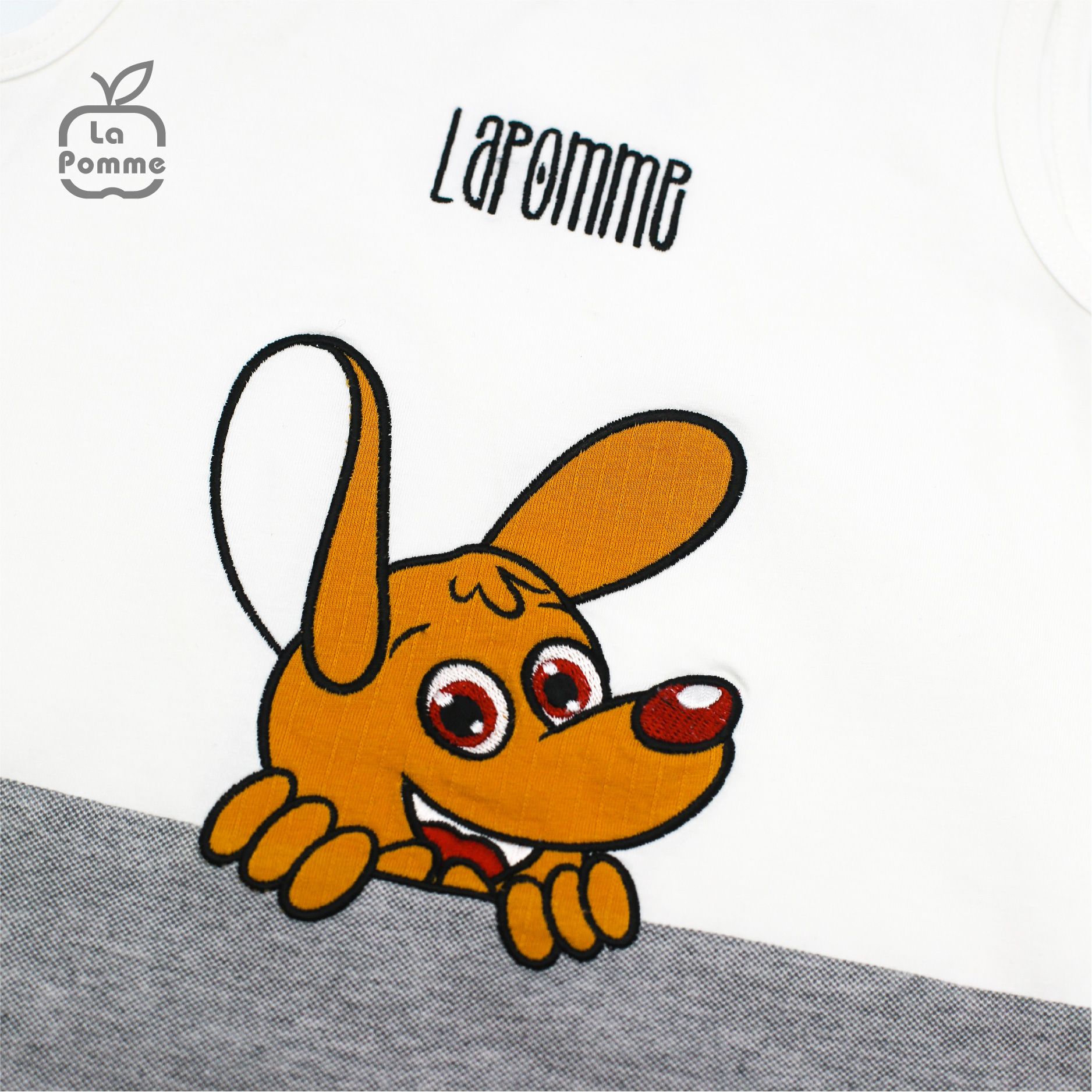 AS014 Bộ ba lỗ La Pomme Chuột túi - Trắng ghi