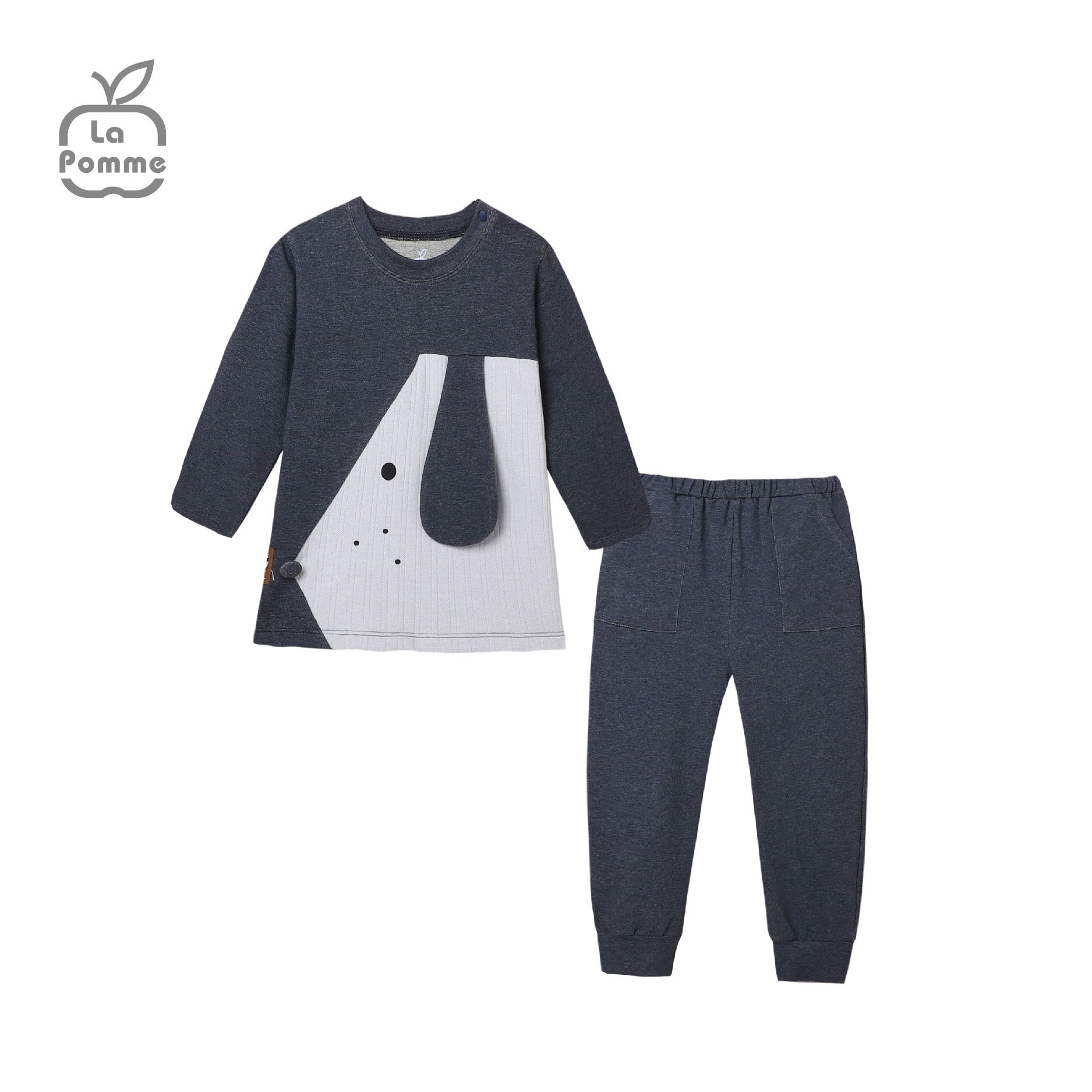 SL194 Bộ dài tay Chú chó tai dài La Pomme - Ghi