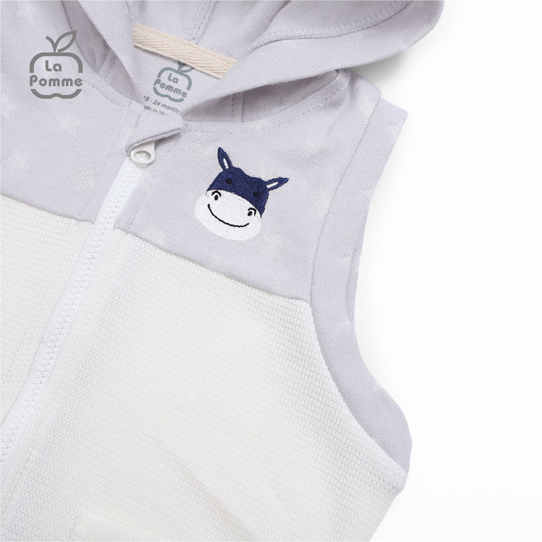 Áo Gile mũ La Pomme Baby Donkey - Trắng