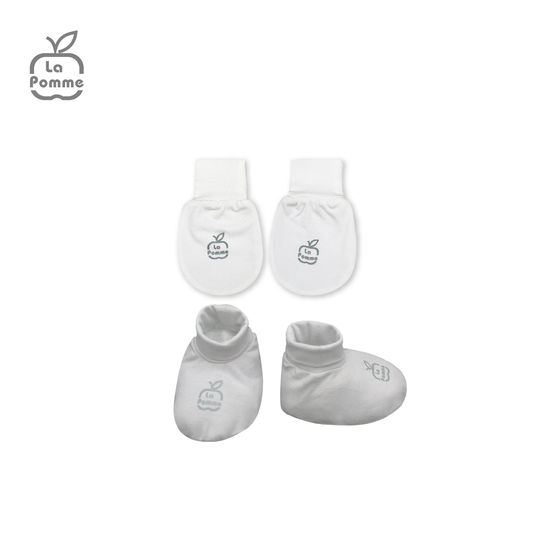 GHF059 Set bao tay bao chân La Pomme Thỏ Bunny - Trắng Ghi