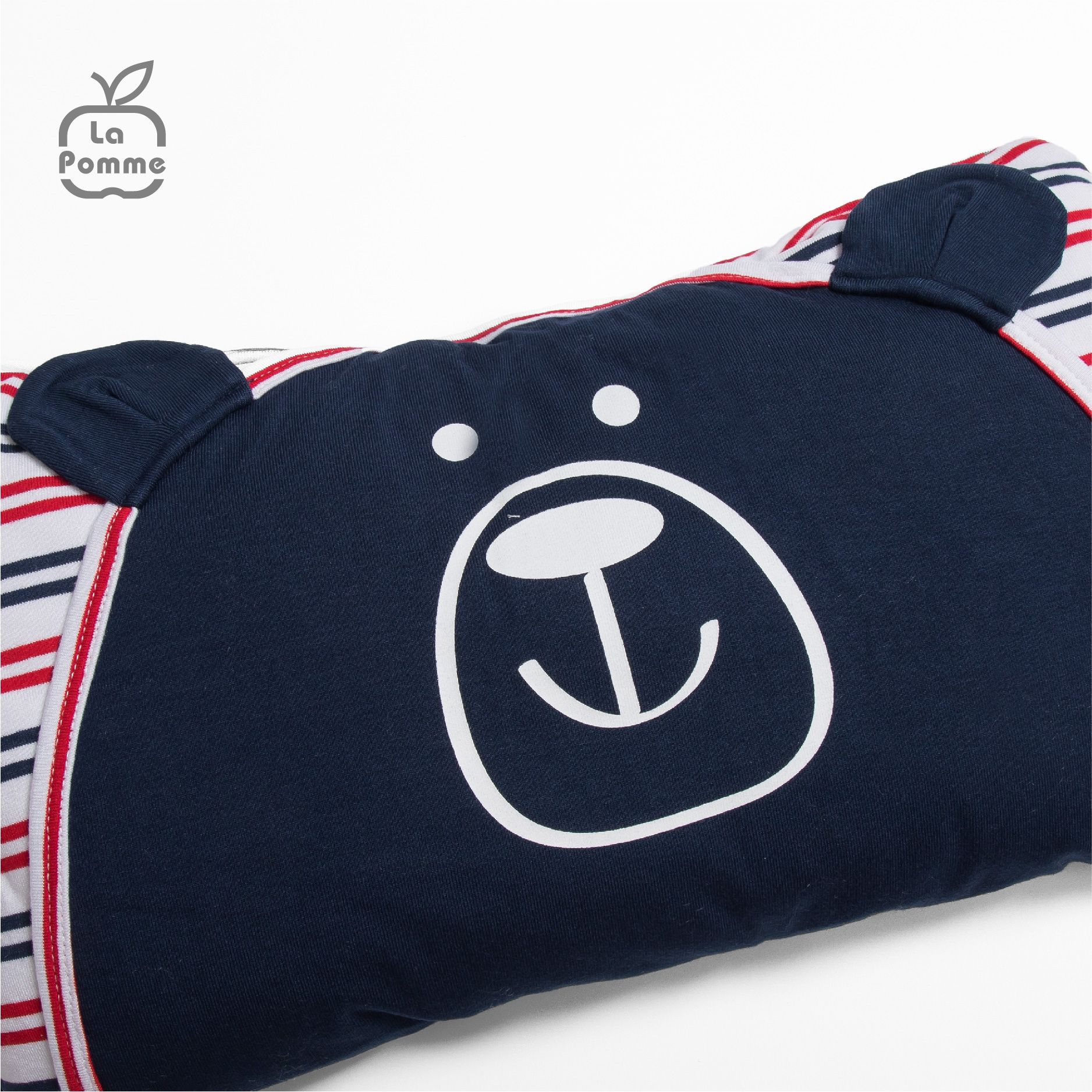 Gối sơ sinh nhân đôi vỏ gối La Pomme Baby Bear - Kẻ Tím Than