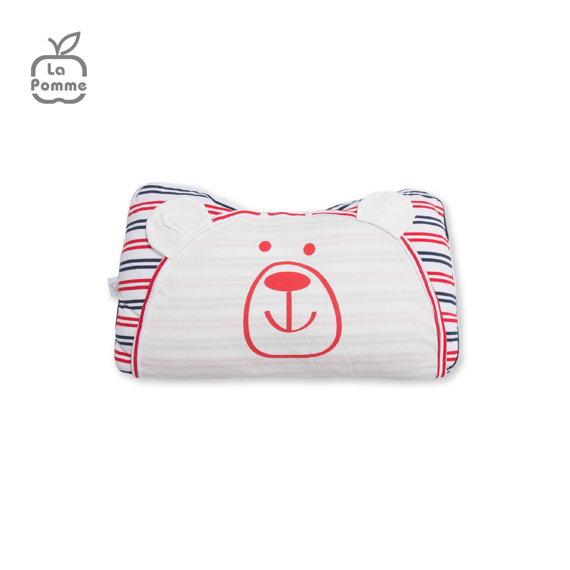Gối sơ sinh nhân đôi vỏ gối La Pomme Baby Bear - Kẻ Xanh