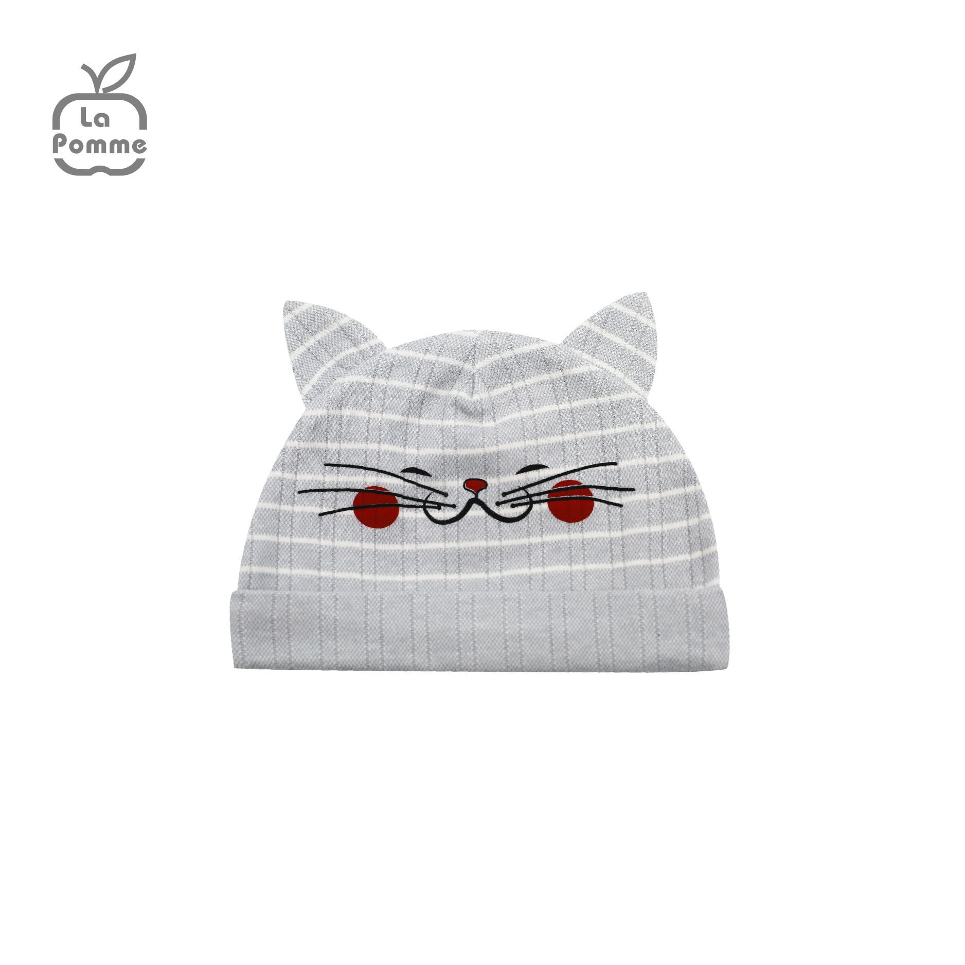H058 Mũ sơ sinh La Pomme Kẻ - 0M Hồng