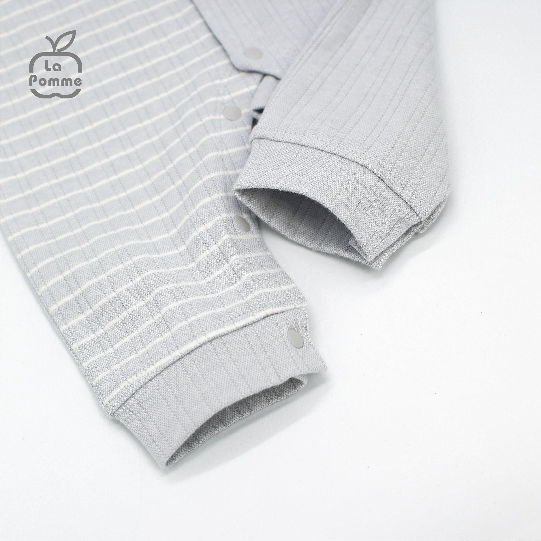 JL058 Body dài tay La Pomme kẻ - Ghi