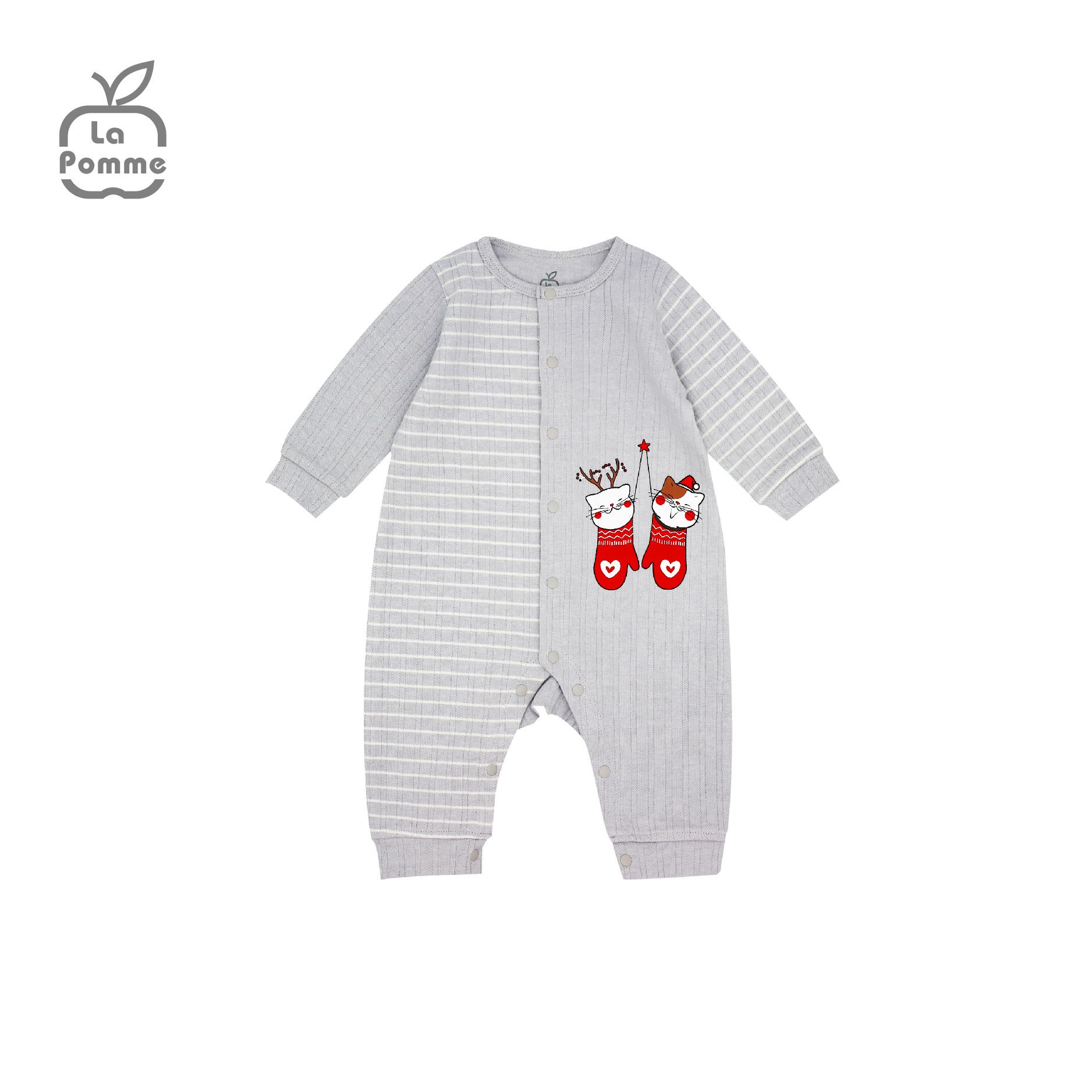 JL058 Body dài tay La Pomme kẻ - Hồng