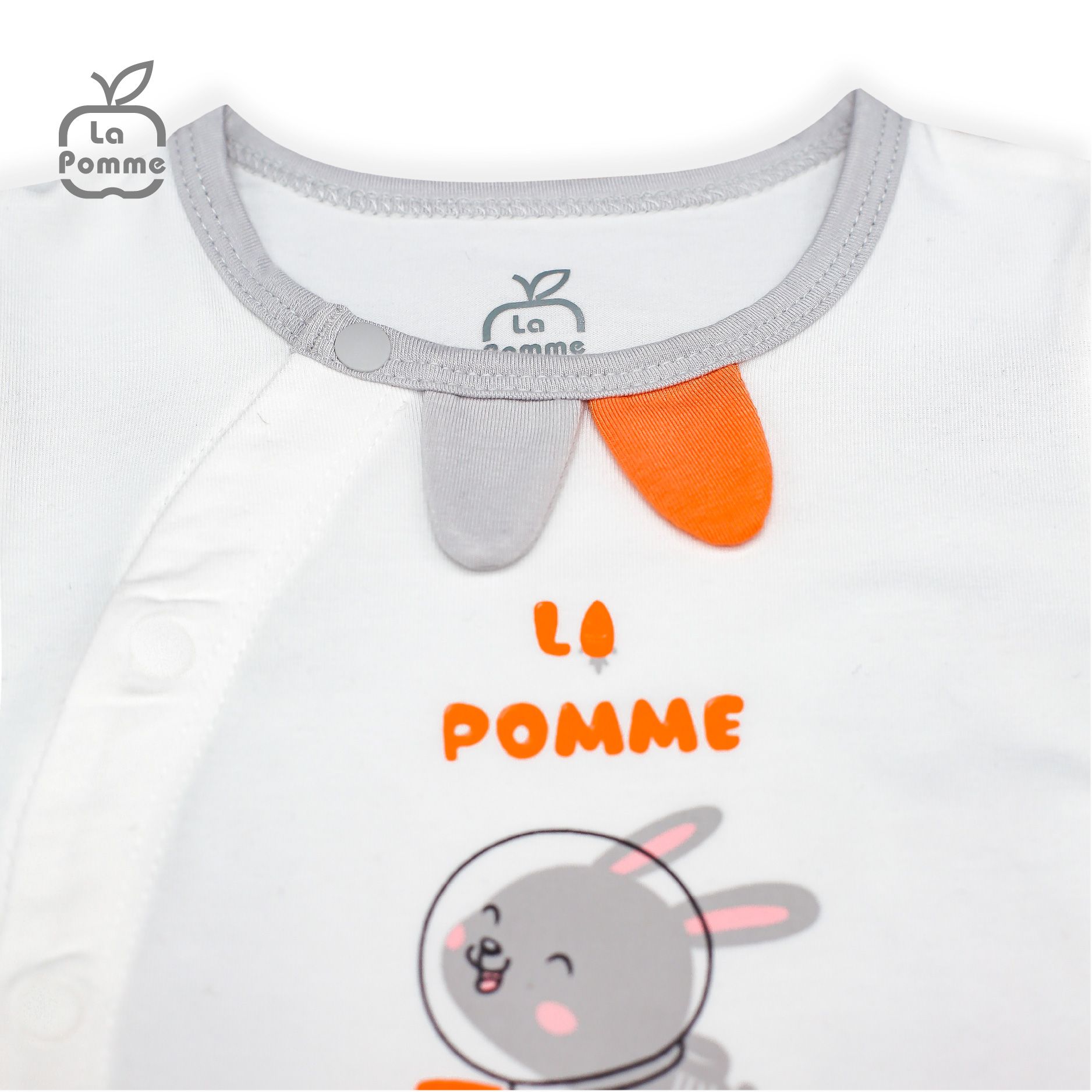 JL059 Body dài tay La Pomme Thỏ Bunny - Trắng Ghi