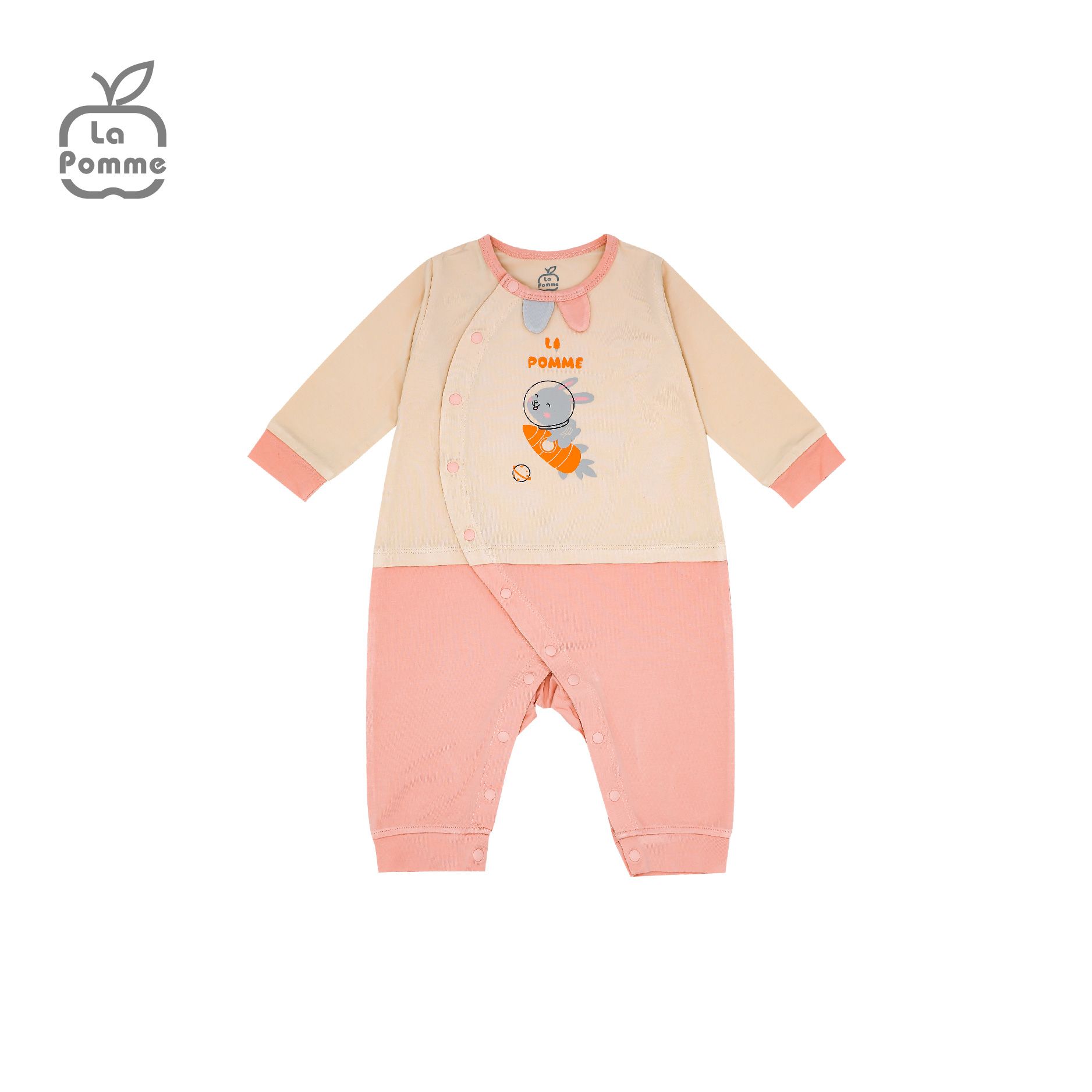 JL059 Body dài tay La Pomme Thỏ Bunny - Trắng Ghi