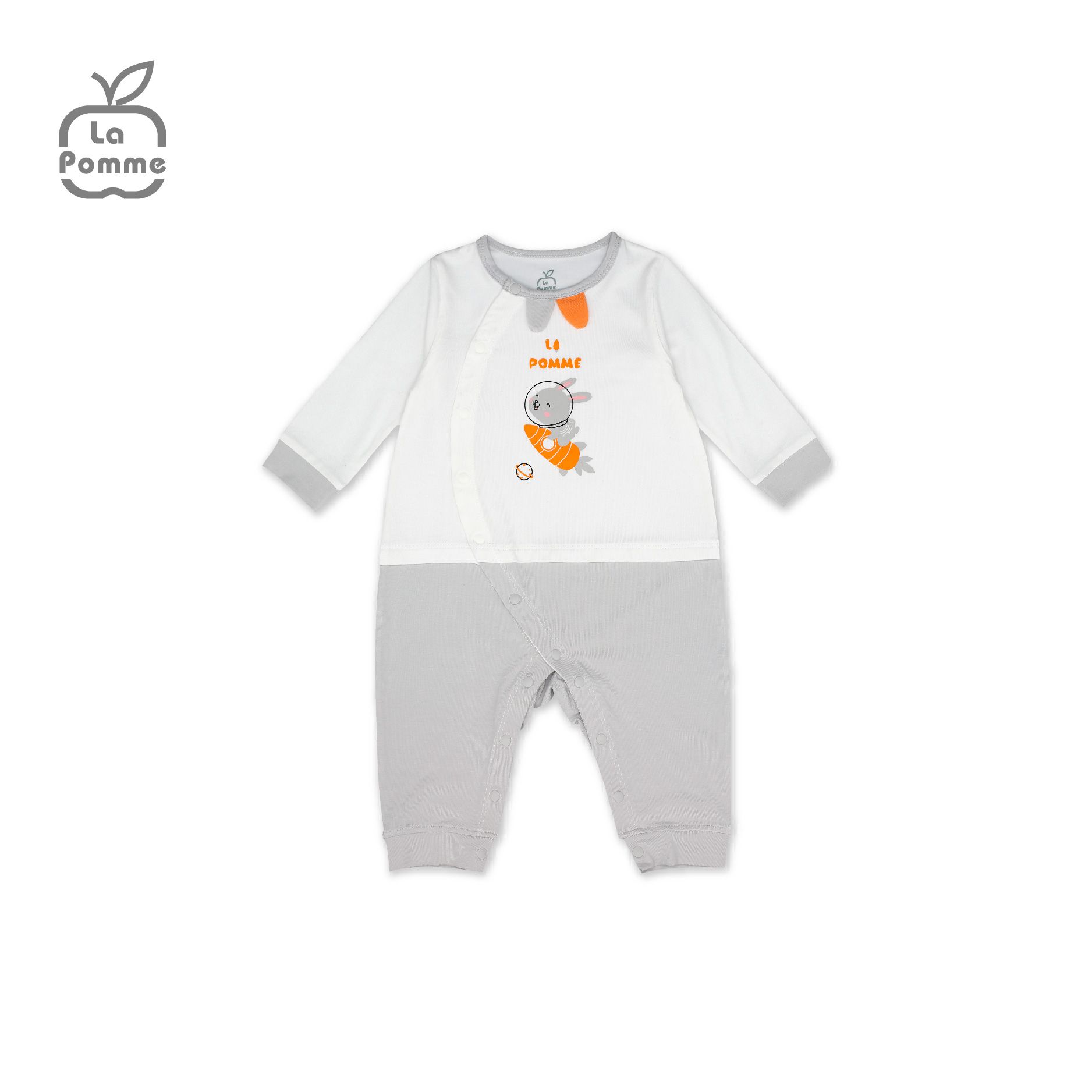 JL059 Body dài tay La Pomme Thỏ Bunny - Trắng Ghi