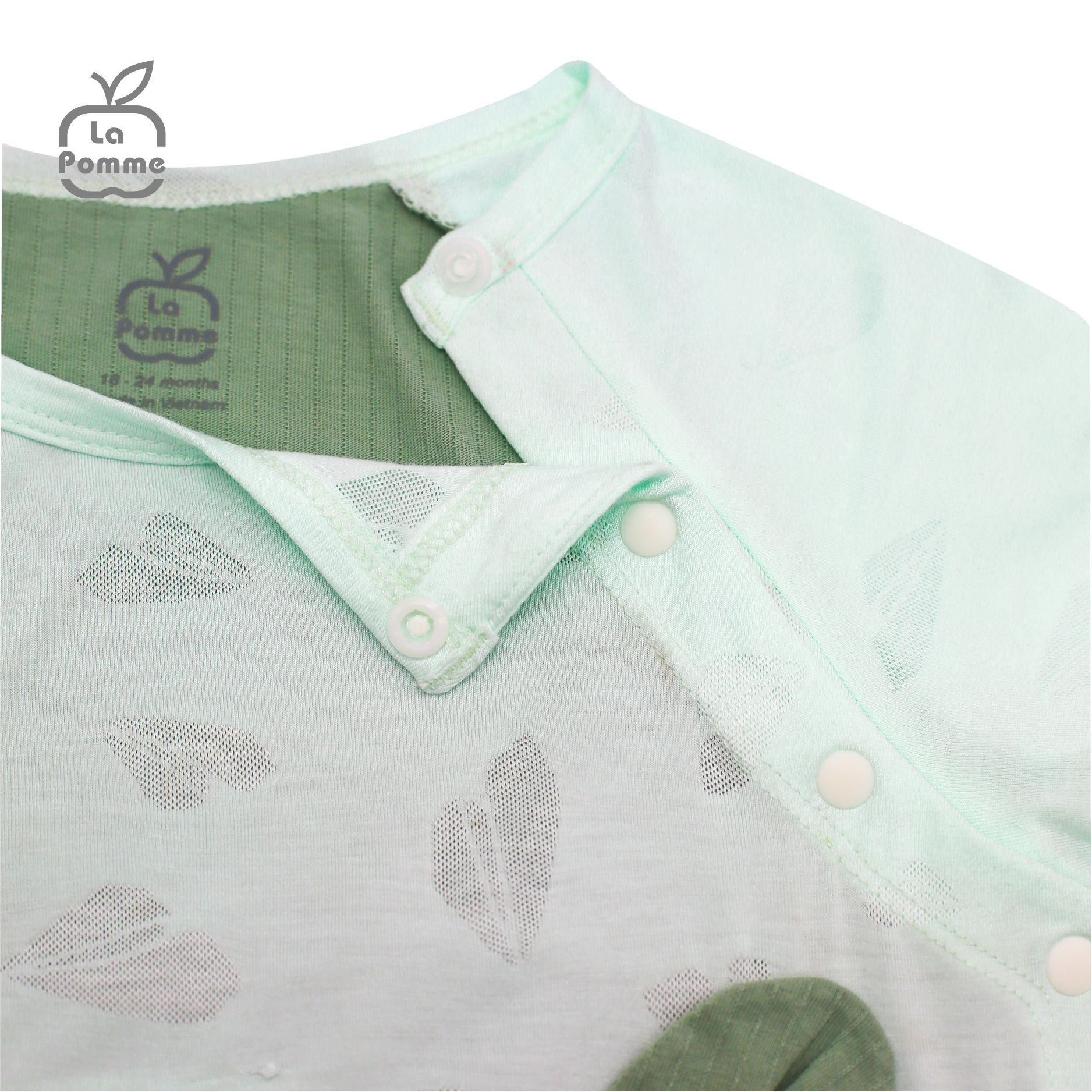 JS062 Bộ body cộc tay La Pomme Gấu nhỏ dễ thương - Xanh mint
