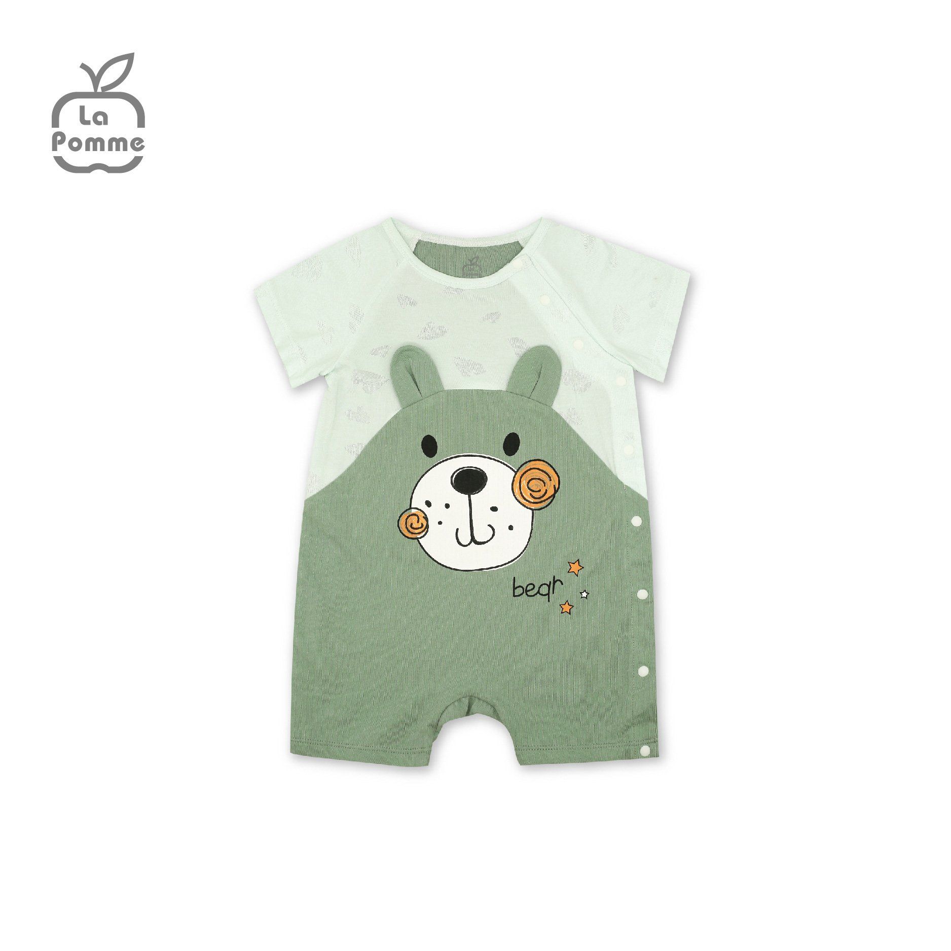 JS062 Bộ body cộc tay La Pomme Gấu nhỏ dễ thương - Xanh mint