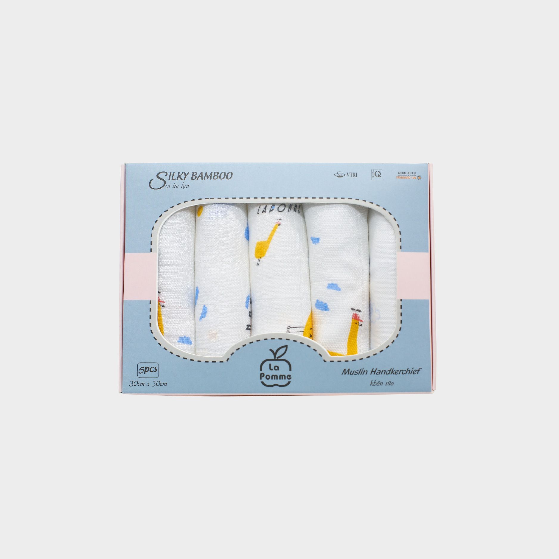 K001 Set 5 Khăn sữa sợi tre lụa La Pomme - 30x30cm