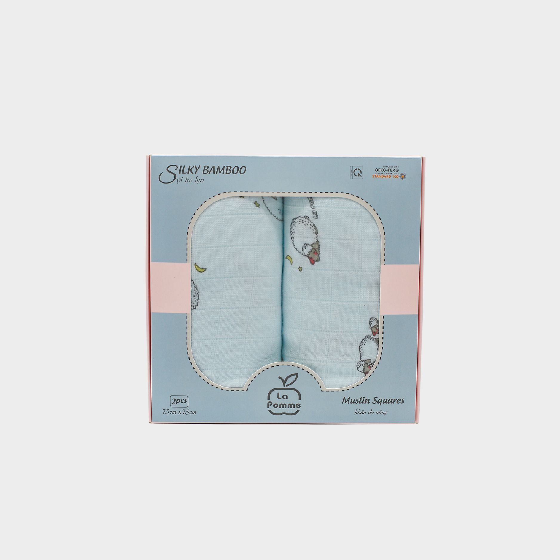 K002 Set 2 Khăn đa năng sợi tre lụa La Pomme - 75x75cm