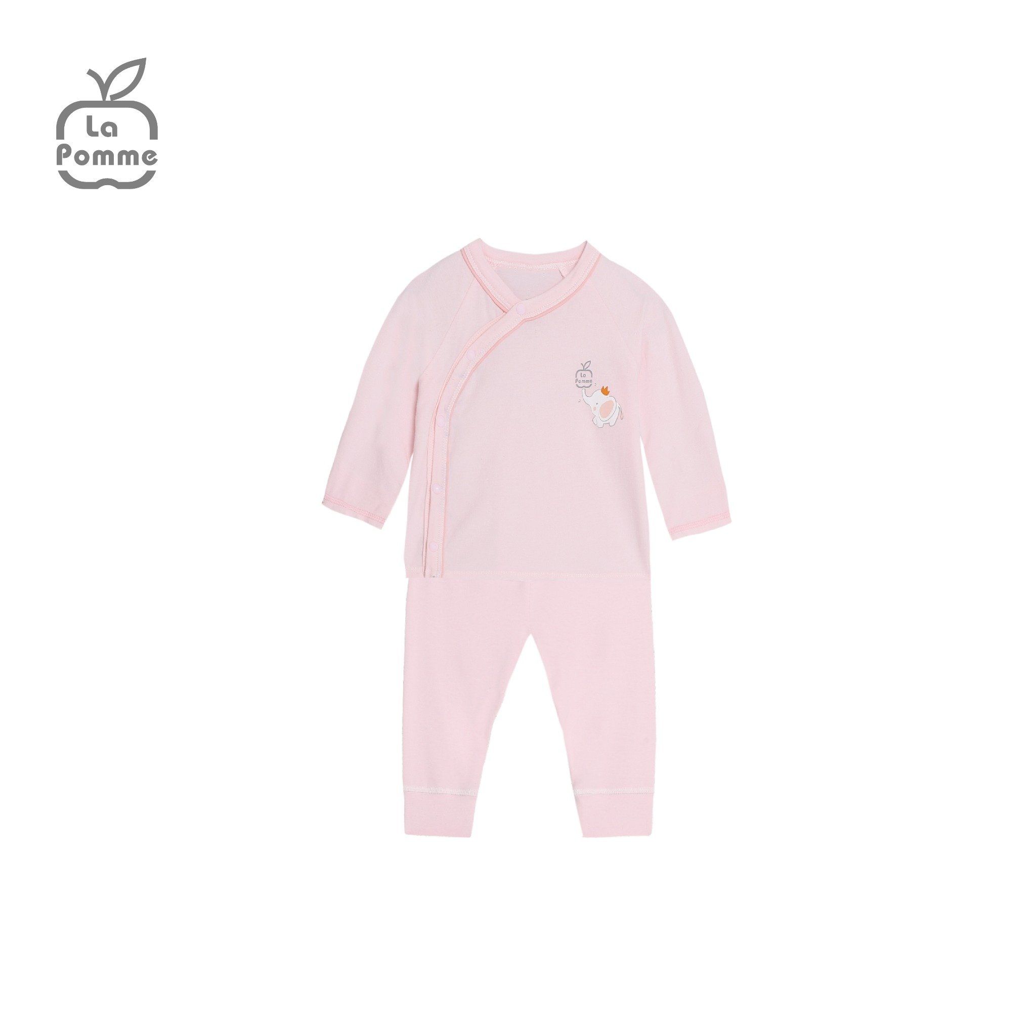 Bộ dài tay La Pomme cúc lệch chú voi Dumbo - Hồng