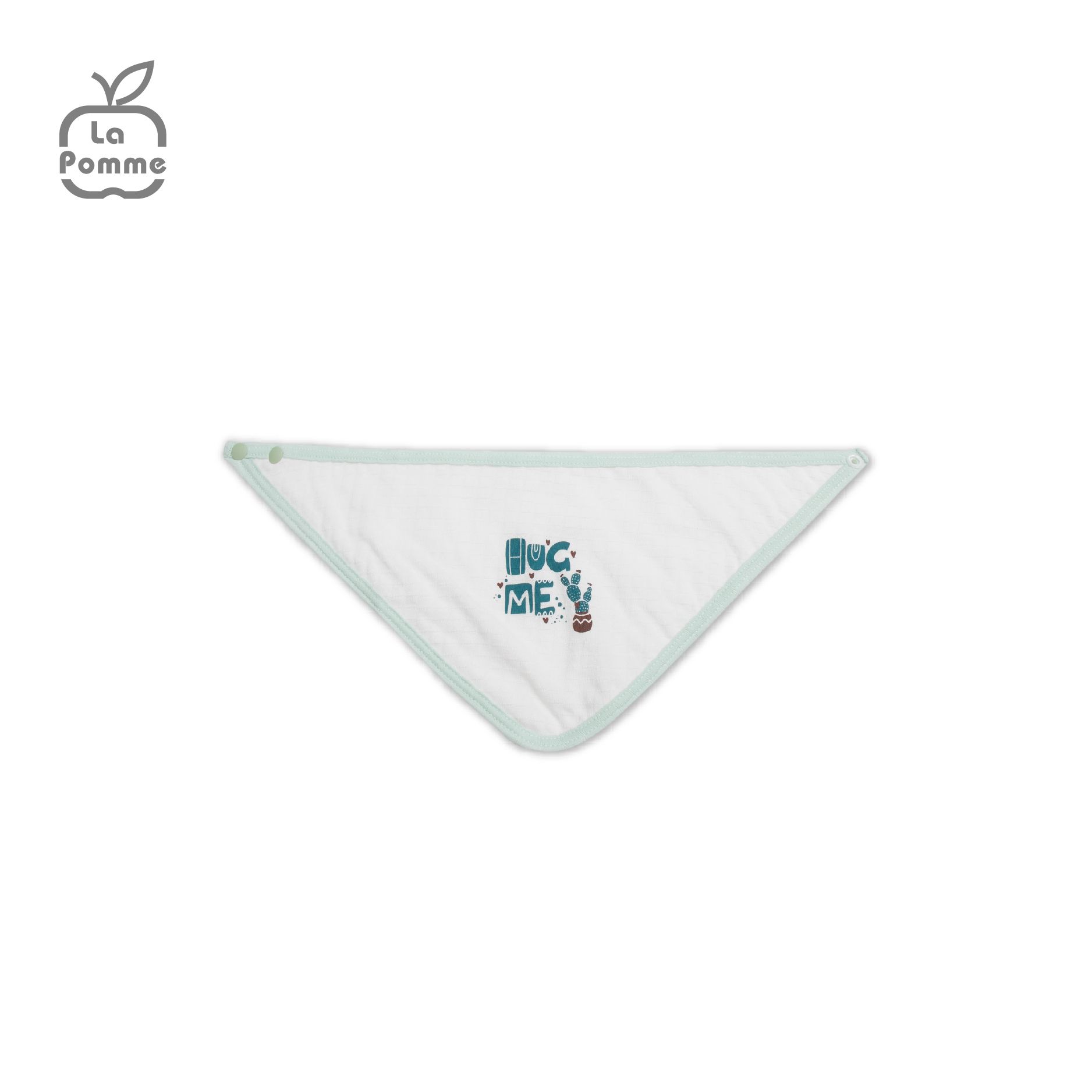 R045 Yếm sơ sinh La Pomme Xương rồng - 0M Xanh mint