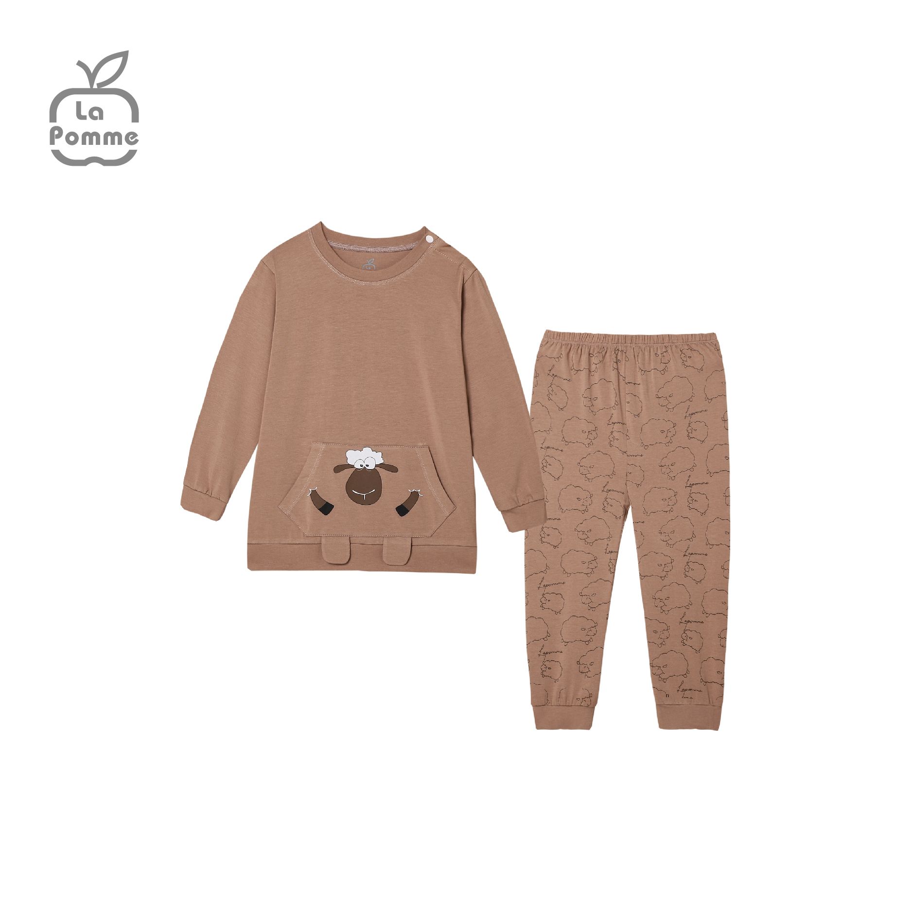 SL183 Bộ dài tay túi cừu nhỏ La Pomme - Ghi