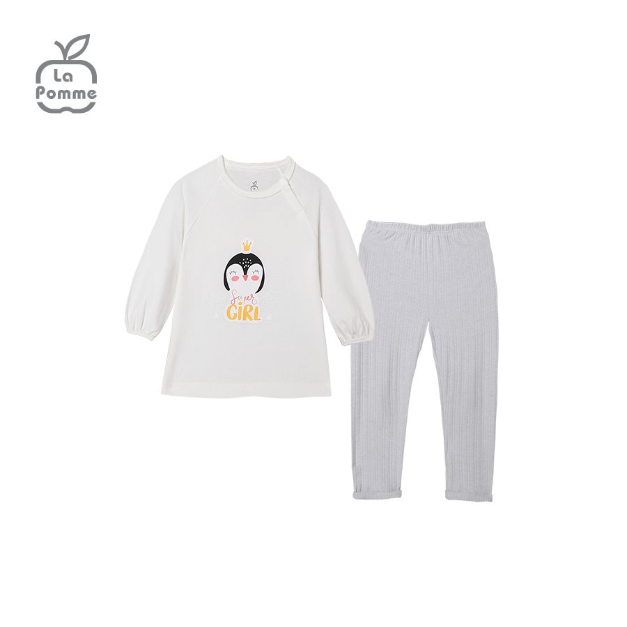 SL184 Bộ dài tay Super Girl La Pomme - Trắng