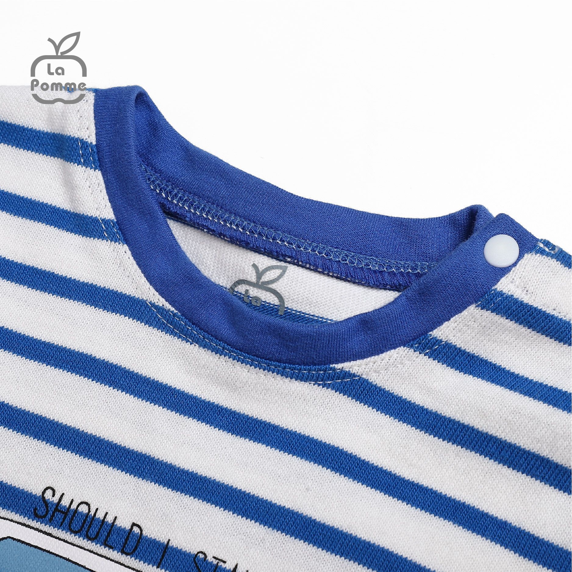 SL185 Bộ dài tay kẻ Băng cassette La Pomme - Xanh