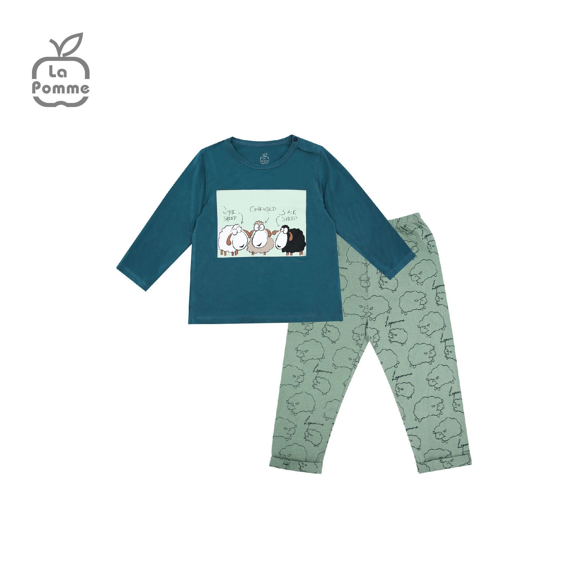 SL205 Bộ dài tay Đàn cừu nhỏ La Pomme - Xanh