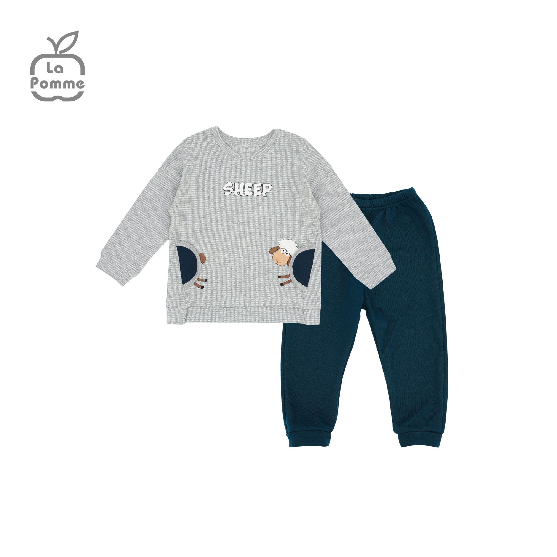 SL210 Bộ dài tay chú cừu vui vẻ La Pomme - Ghi