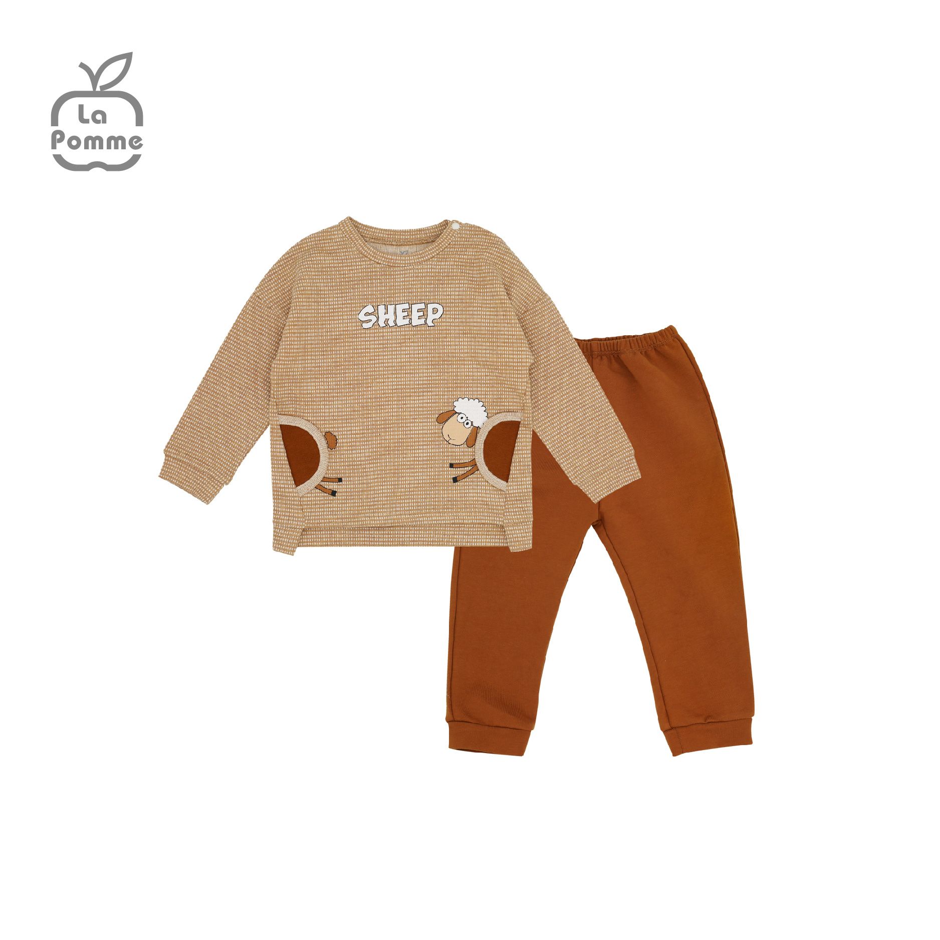 SL210 Bộ dài tay chú cừu vui vẻ La Pomme - Ghi