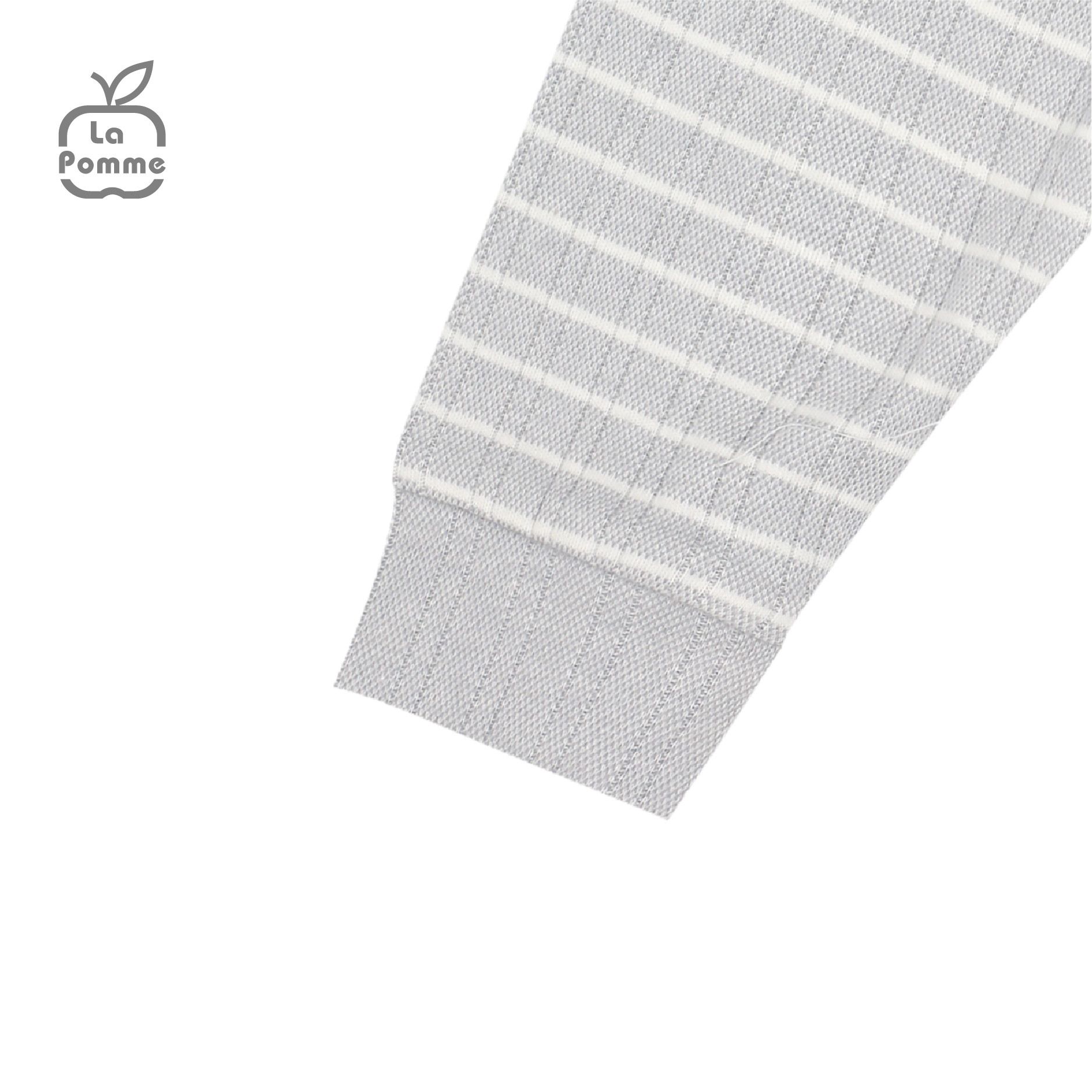 SLD058 Bộ dài tay La Pomme cúc lệch kẻ - Ghi
